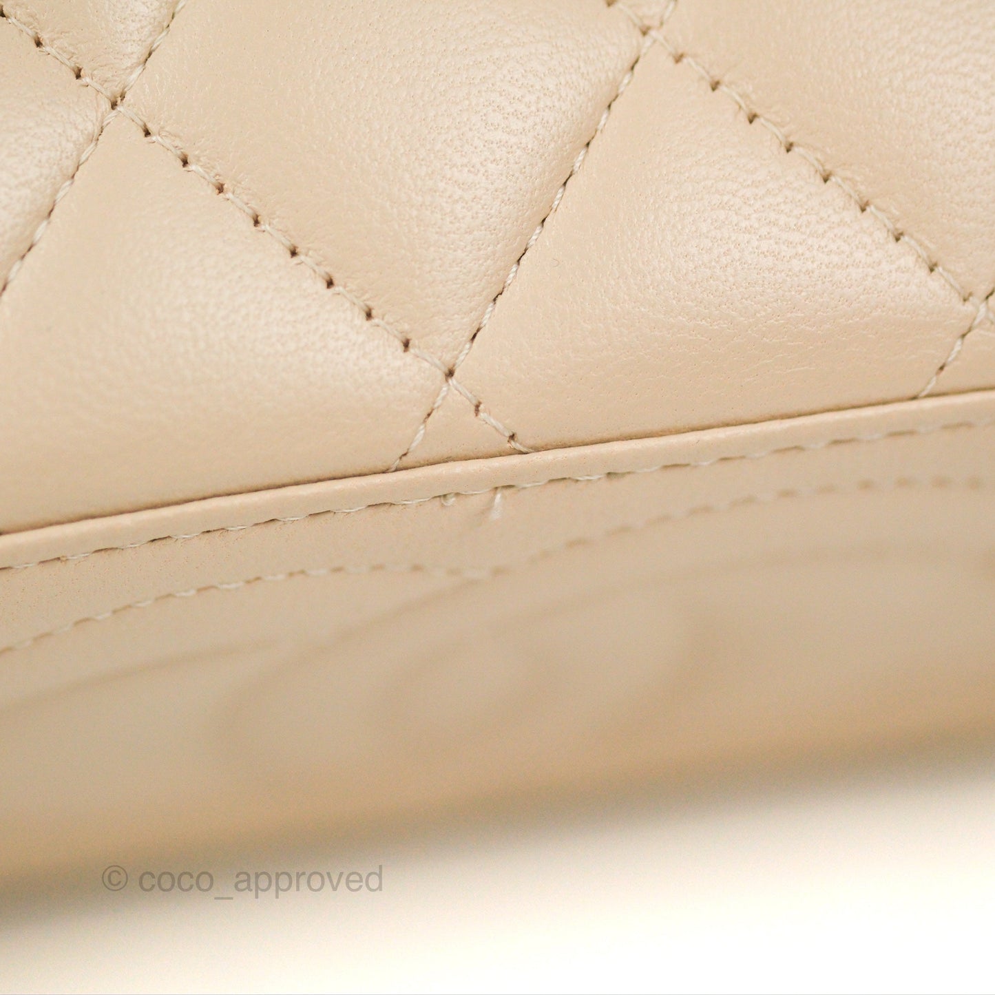 Chanel Vanity Rectangular Top Handle Ecru/Beige Lambskin Gold Hardware 23P