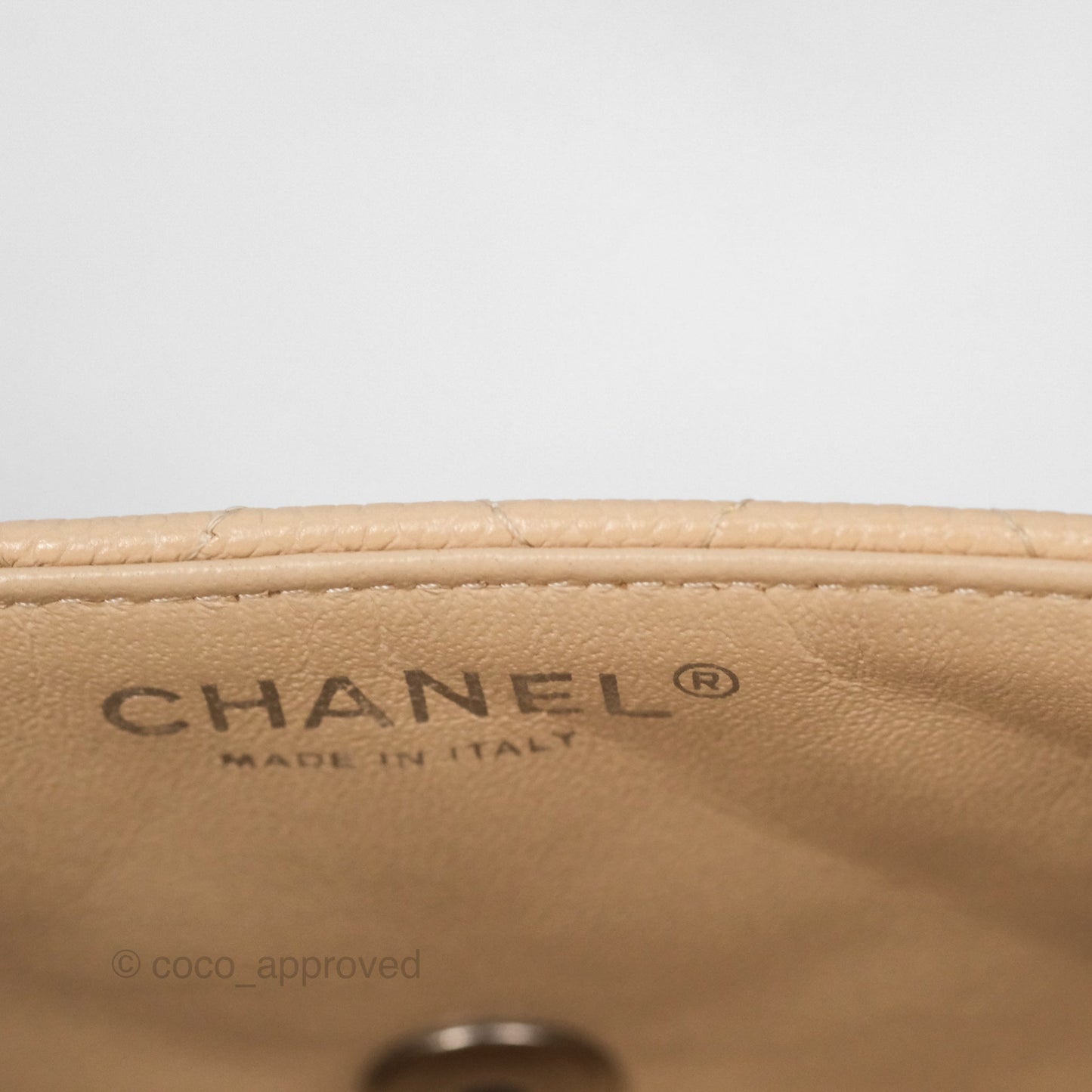Chanel Quilted East West Flap Beige Caviar Silver Hardware