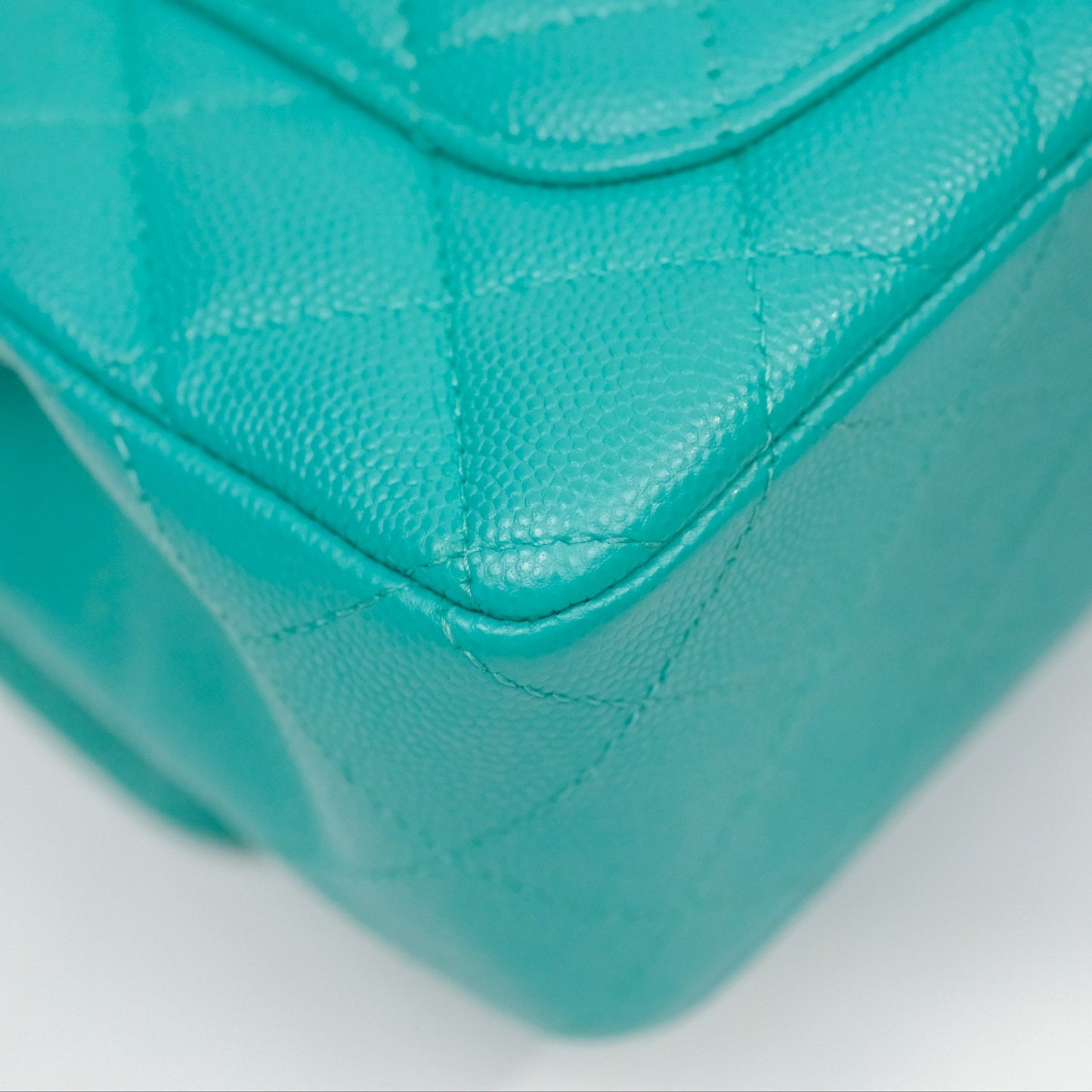 Chanel Mini Rectangular Flap Quilted Turquoise Caviar Gold Hardware