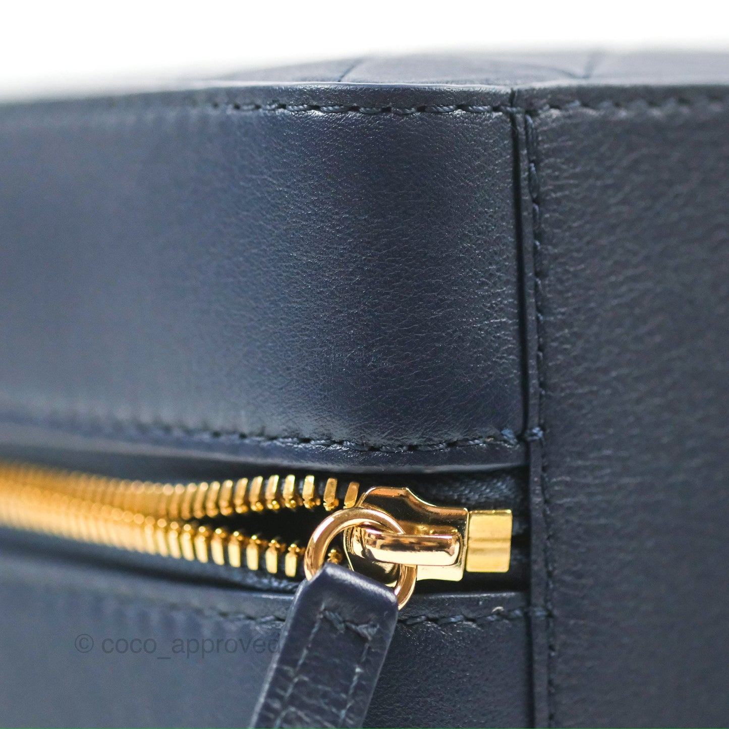 Chanel Quilted Travel Kit Vanity Case Navy Calfskin Gold Hardware