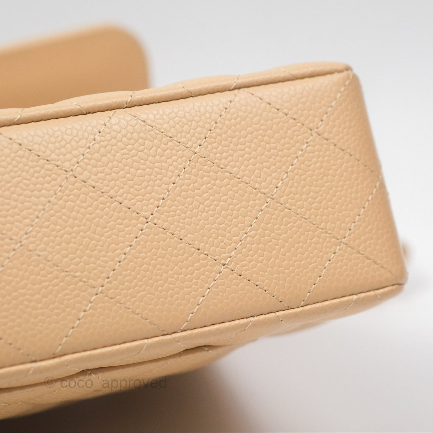 Chanel Classic Small S/M Quilted Flap Beige Caviar Gold Hardware