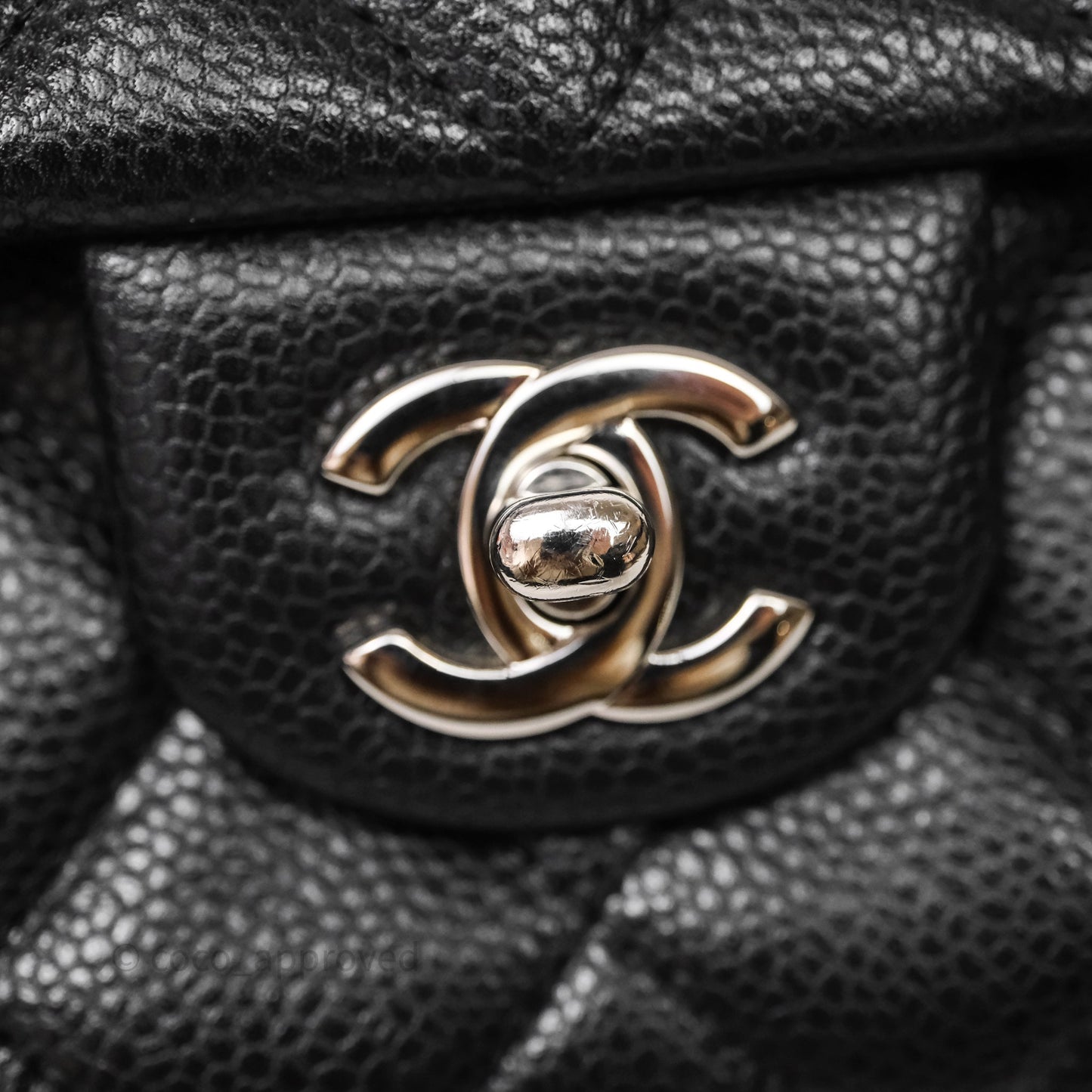 Chanel Quilted Clutch with Chain Black Caviar Silver Hardware