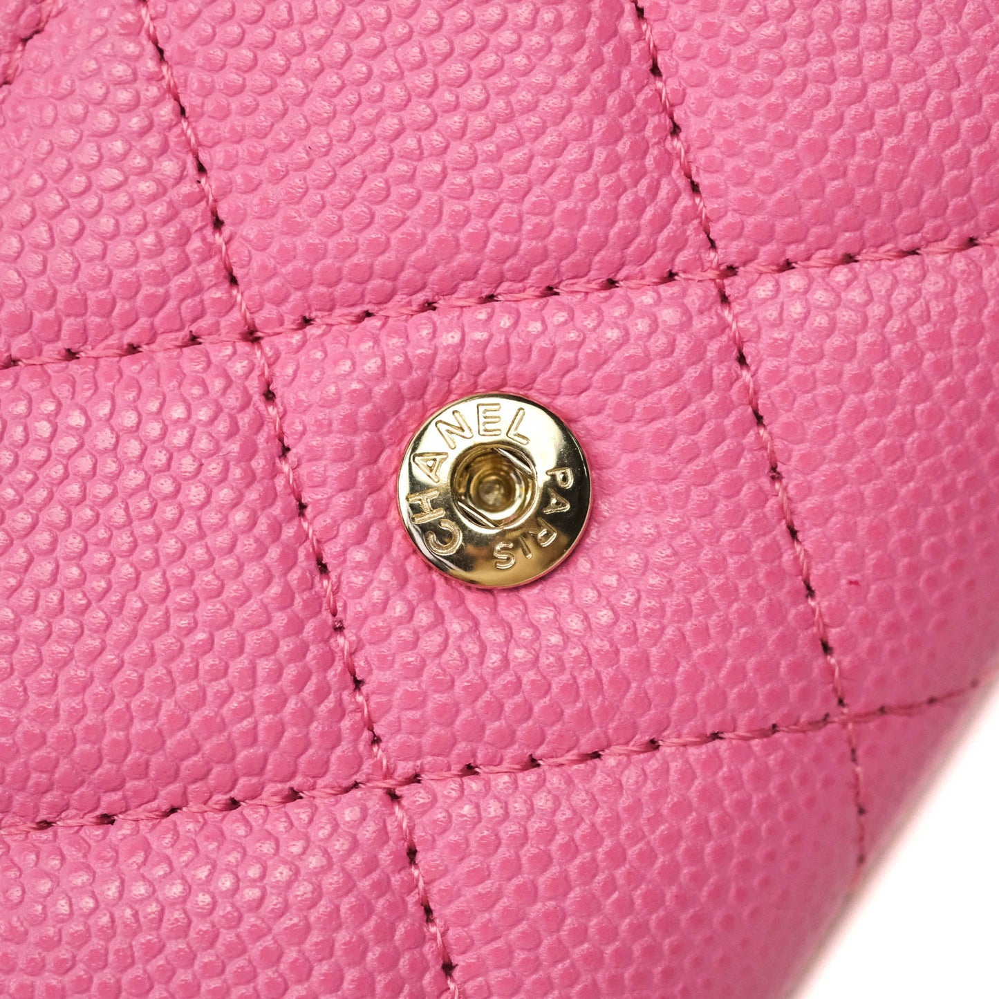 Chanel Caviar Quilted Flap Card Holder Pink Gold Hardware