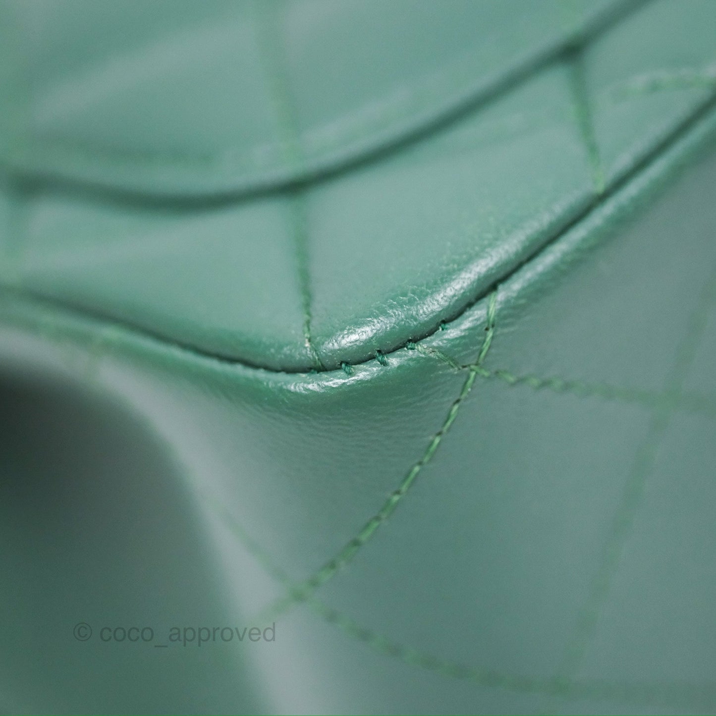 Chanel Mini Square Quilted Green Lambskin Silver Hardware