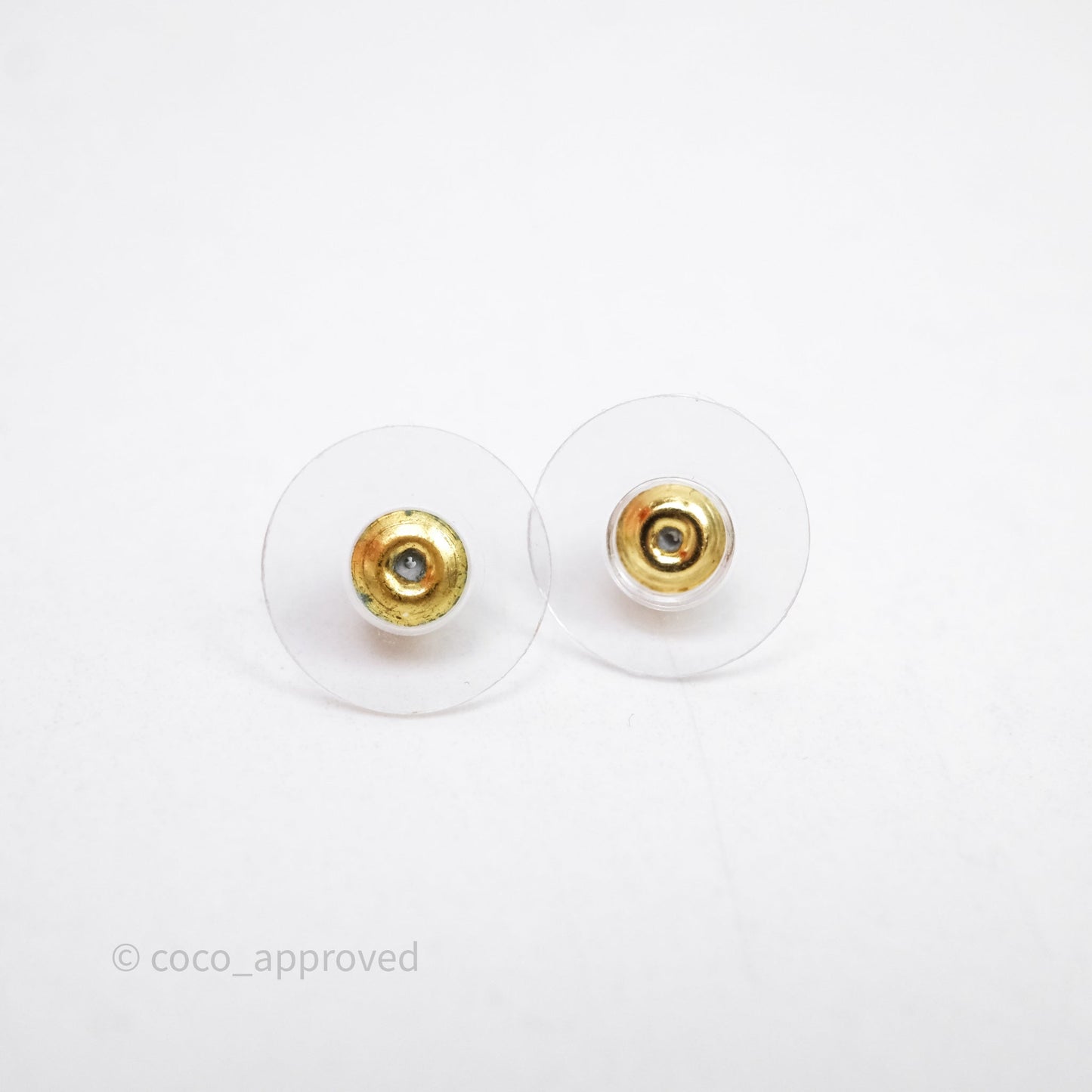 Chanel CC Crystal Round Earrings Gold Tone 20S