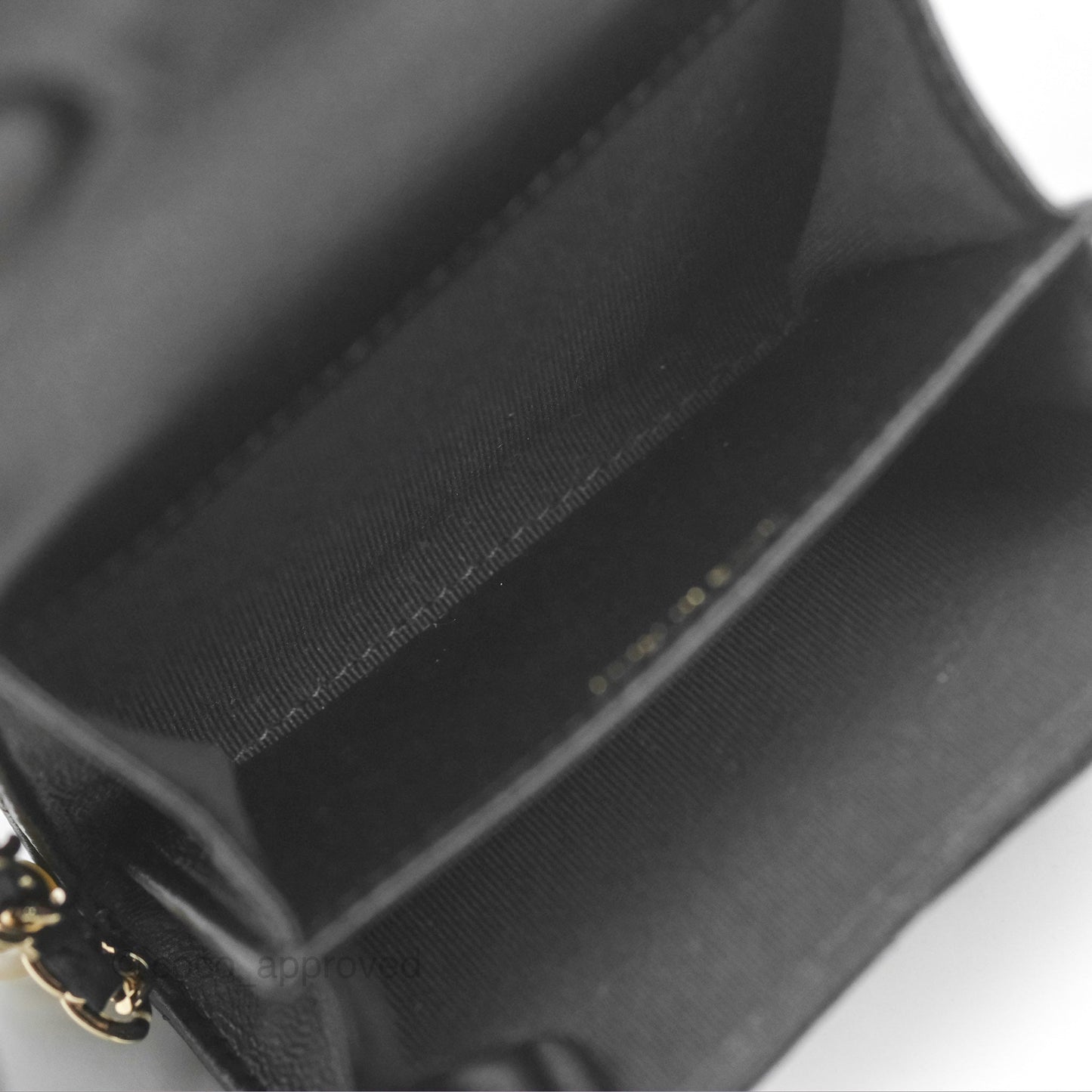 Chanel Mini Clutch With Pearl Chain Black Lambskin Gold Hardware