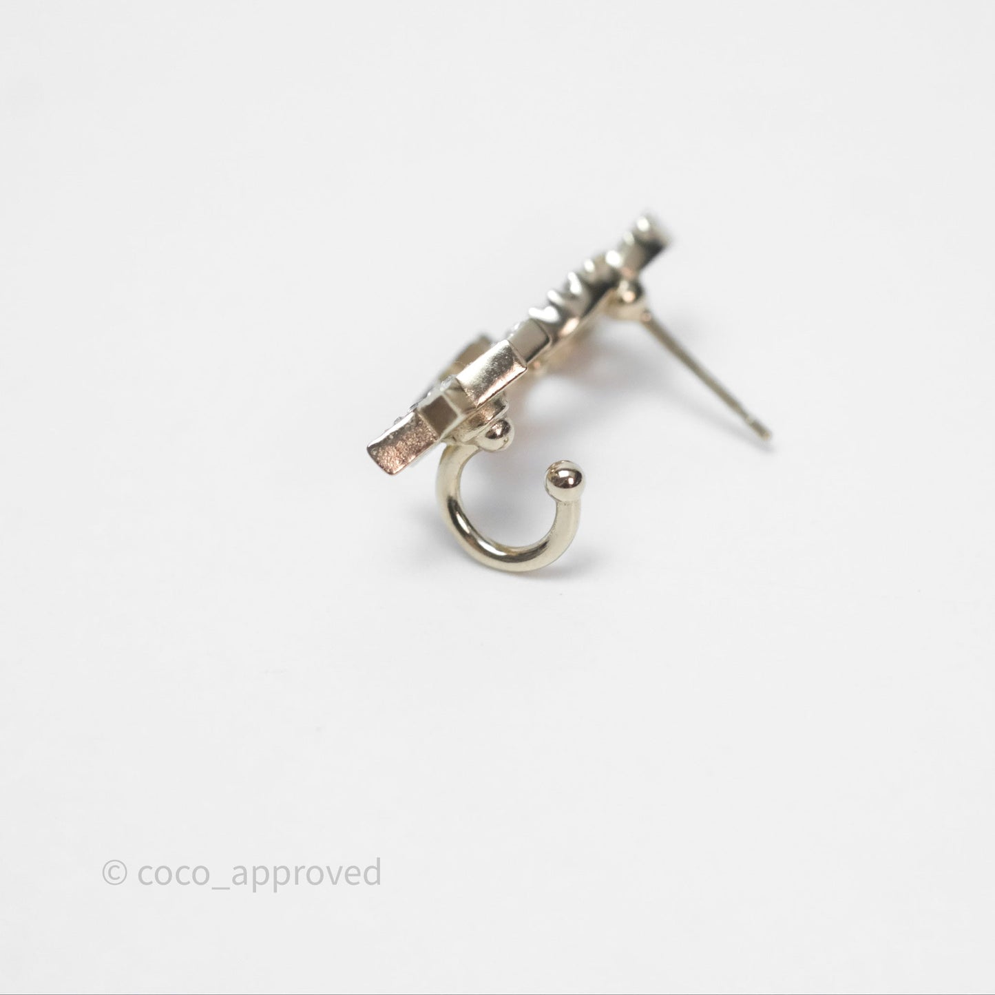 Chanel Crystal CC Star No5 Earrings Ear Clip Gold Tone 22S