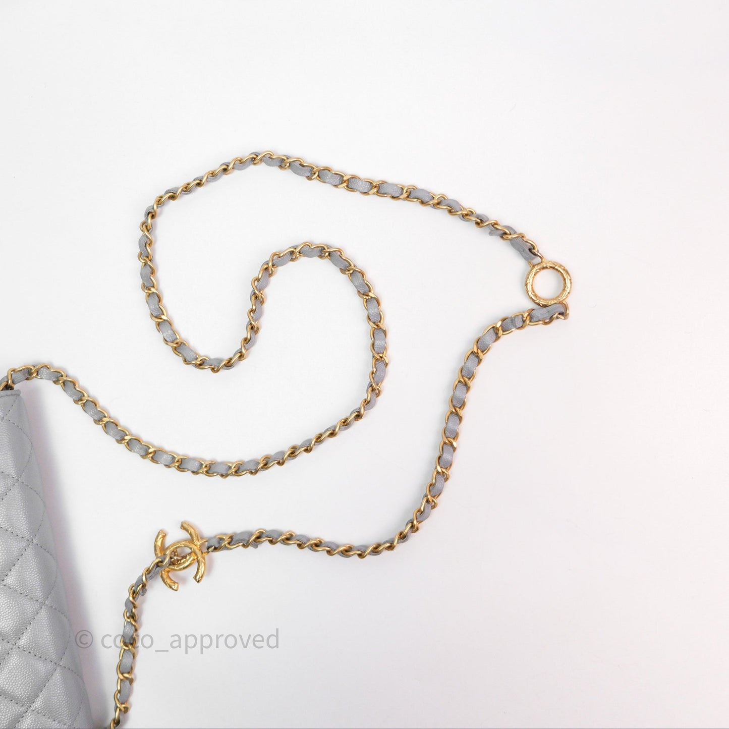 Chanel Wallet On Chain WOC Adjustable CC Chain Grey Caviar Aged Gold Hardware