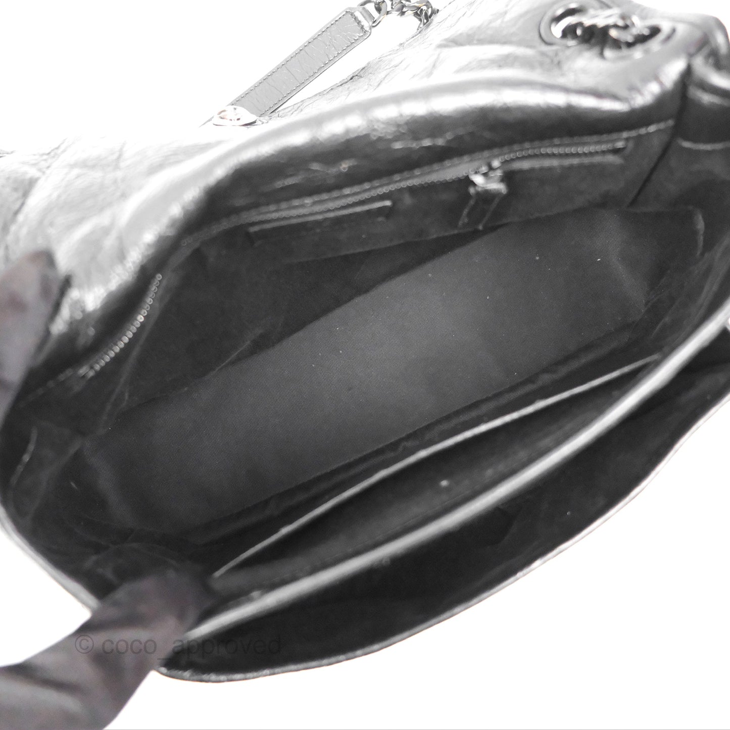 Saint Laurent Medium Niki Chain Bag Crinkled Calfskin So Black