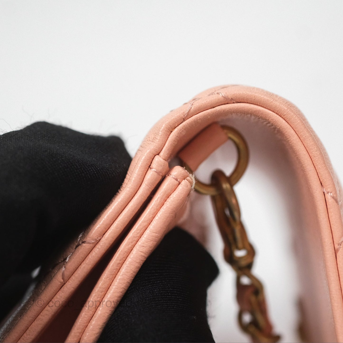 Chanel Pearl Crush Card Holder Pink Beige Lambskin Aged Gold Hardware