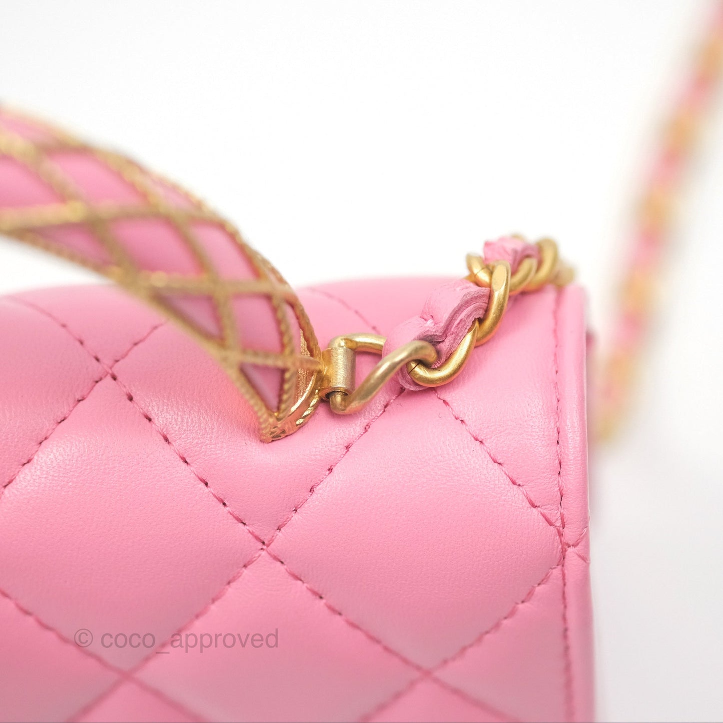 Chanel Top Handle Mini WOC Phone Holder with Chain Pink Lambskin