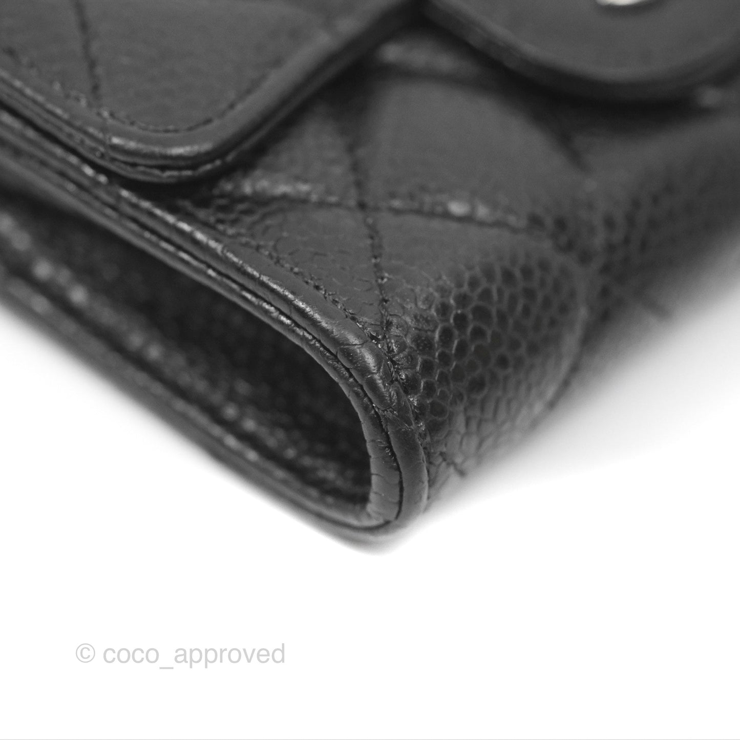 Chanel Quilted Flap Card Holder Black Caviar Silver Hardware