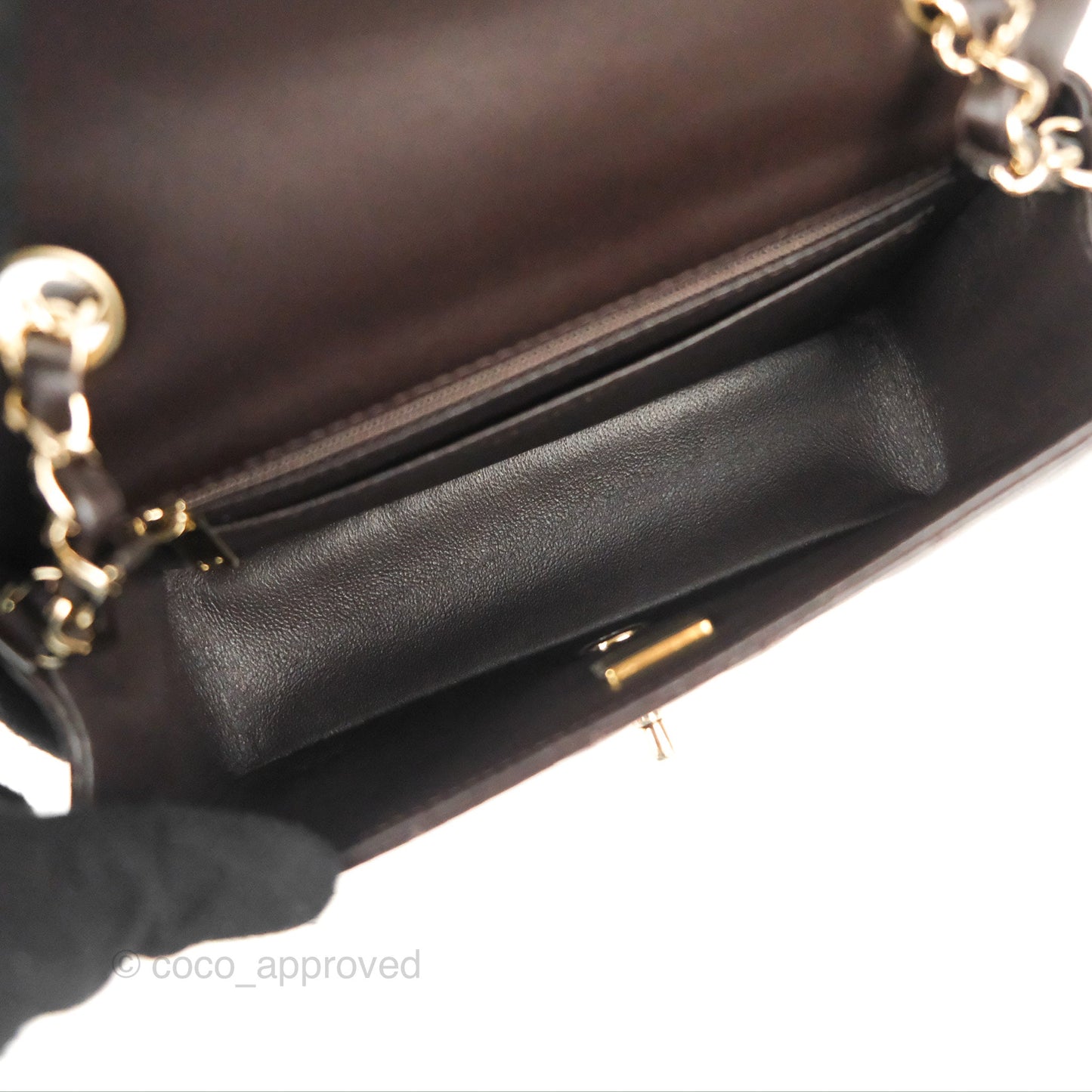 Chanel Quilted Mini Rectangular Chocolate Brown Lambskin Gold Hardware