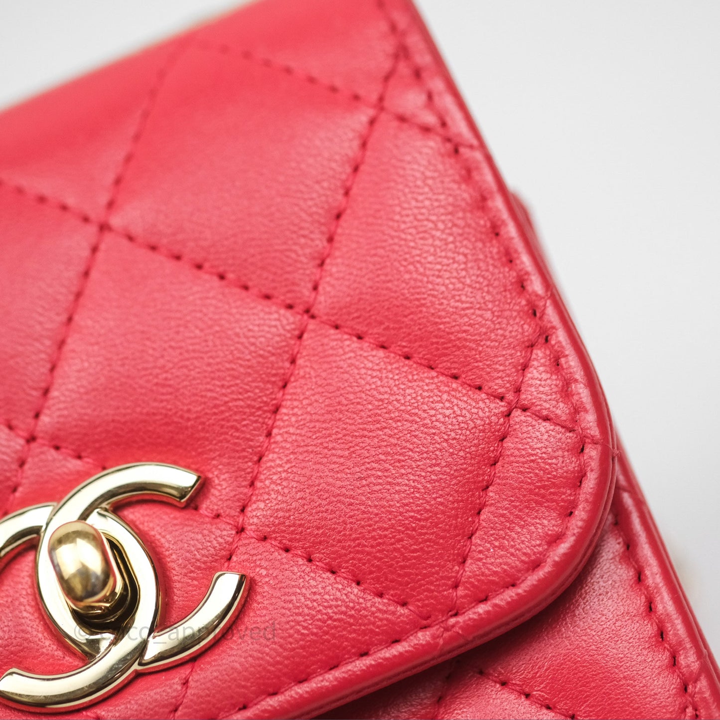 Chanel Mini Quilted Trendy CC Clutch With Chain Red Lambskin Gold Hardware