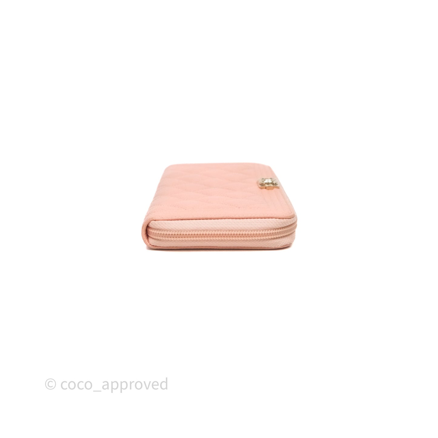 Chanel Boy Zip Long Wallet Pink Caviar Gold Hardware