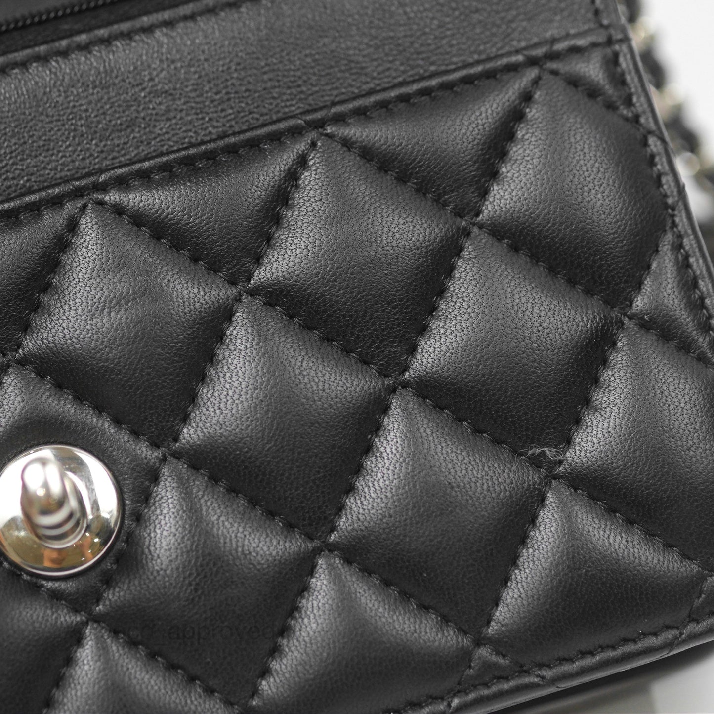 Chanel Gradient CC Wallet On Chain WOC Black Lambskin Silver Hardware 23K