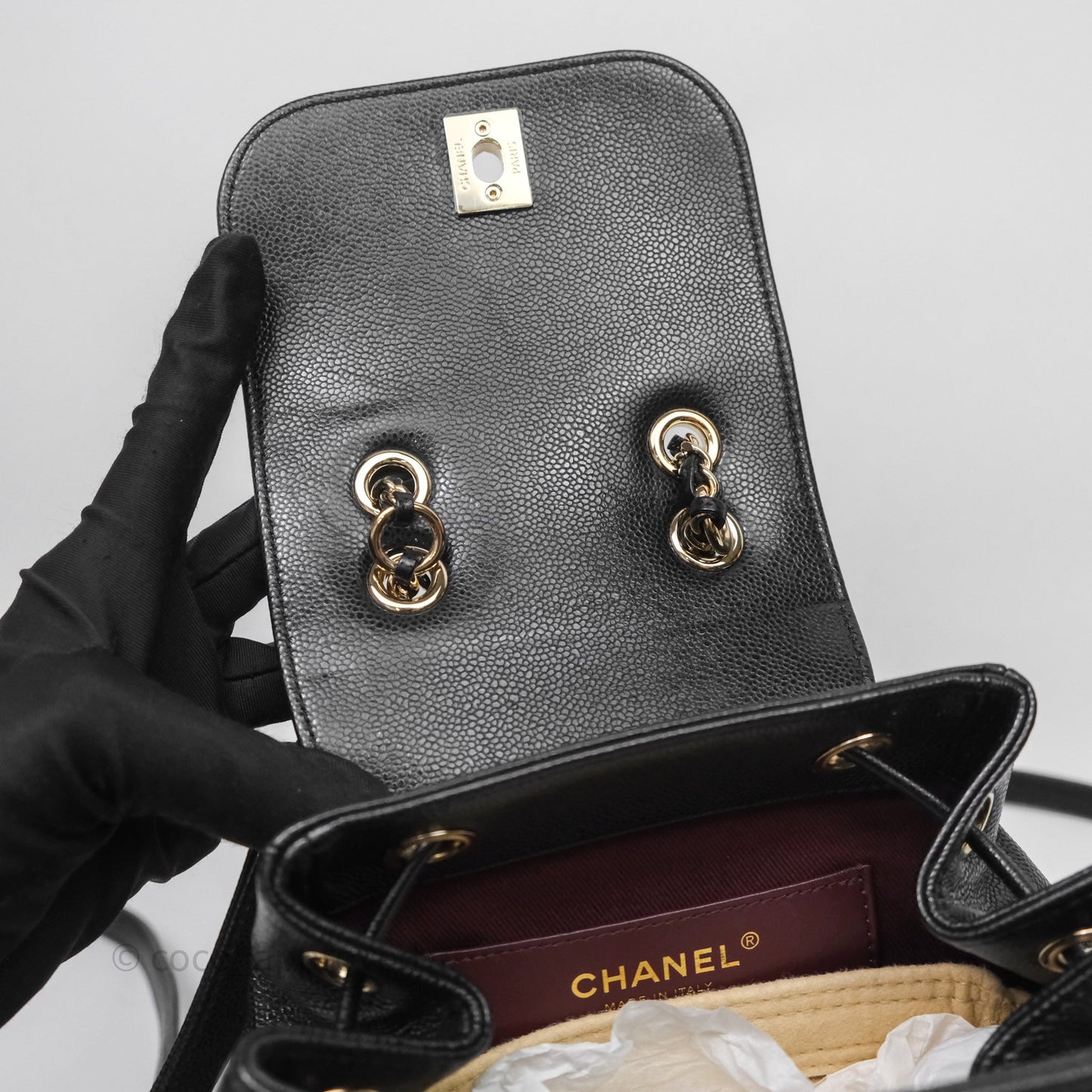 Chanel Quilted Mini Business Affinity Backpack Black Caviar Gold Hardware