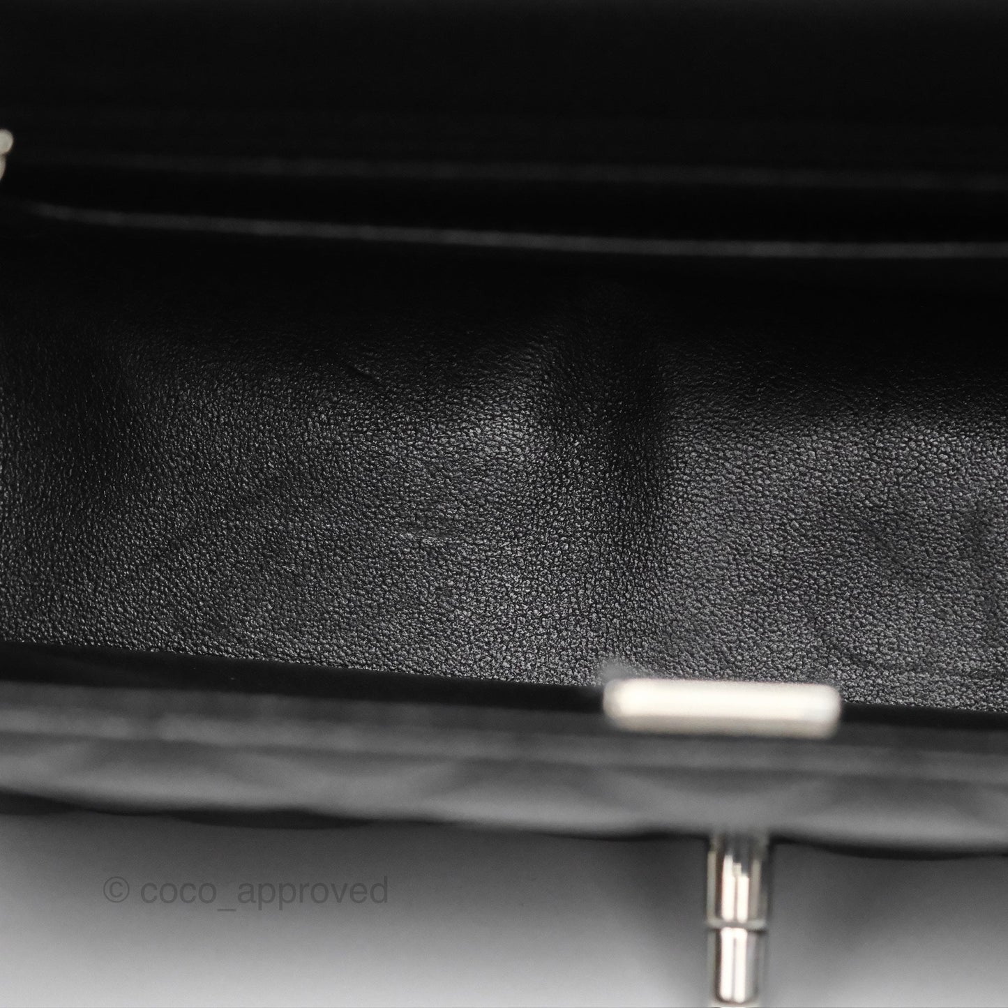 Chanel Quilted Mini Rectangular Flap Black Lambskin Silver Hardware