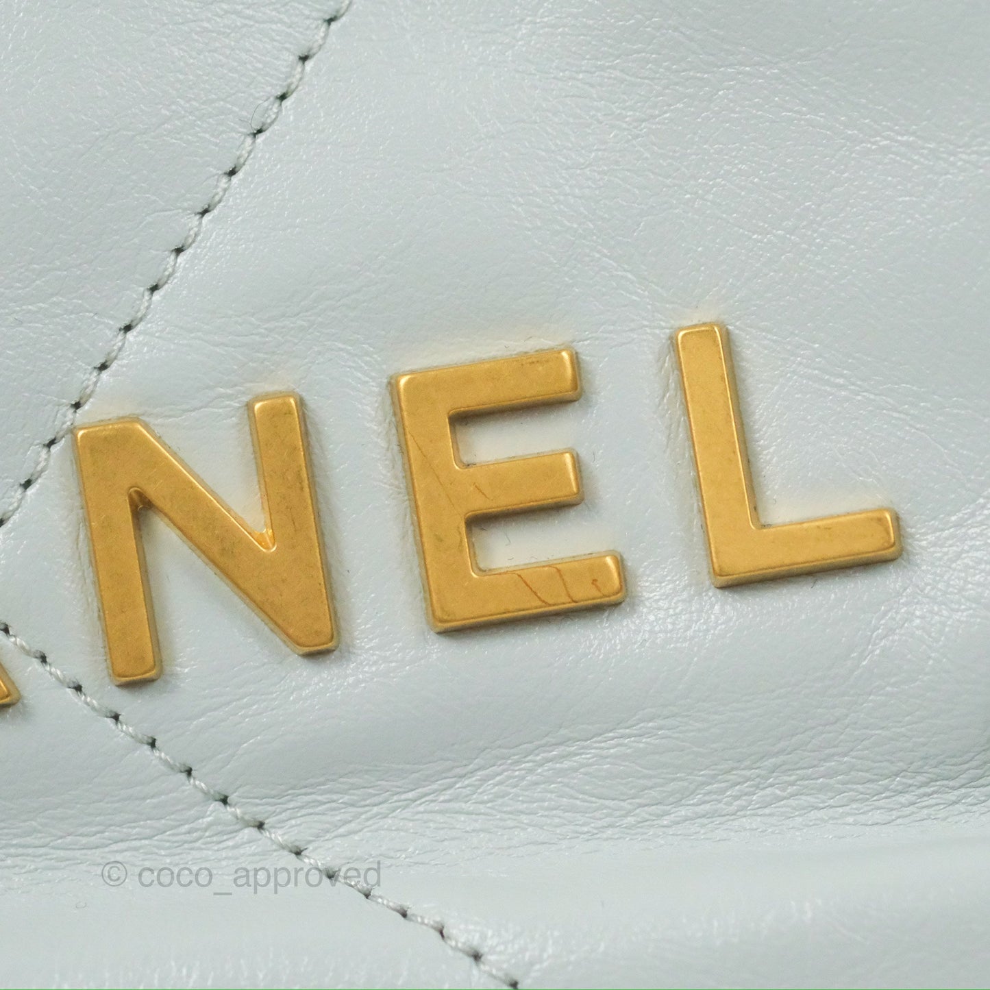 Chanel 22 Mini Bag Light Blue Grey Shiny Calfskin
