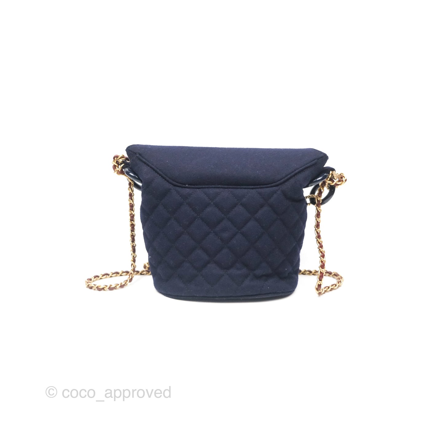 Chanel Paris Hamburg Charms Bucket Bag Navy Wool Lambskin