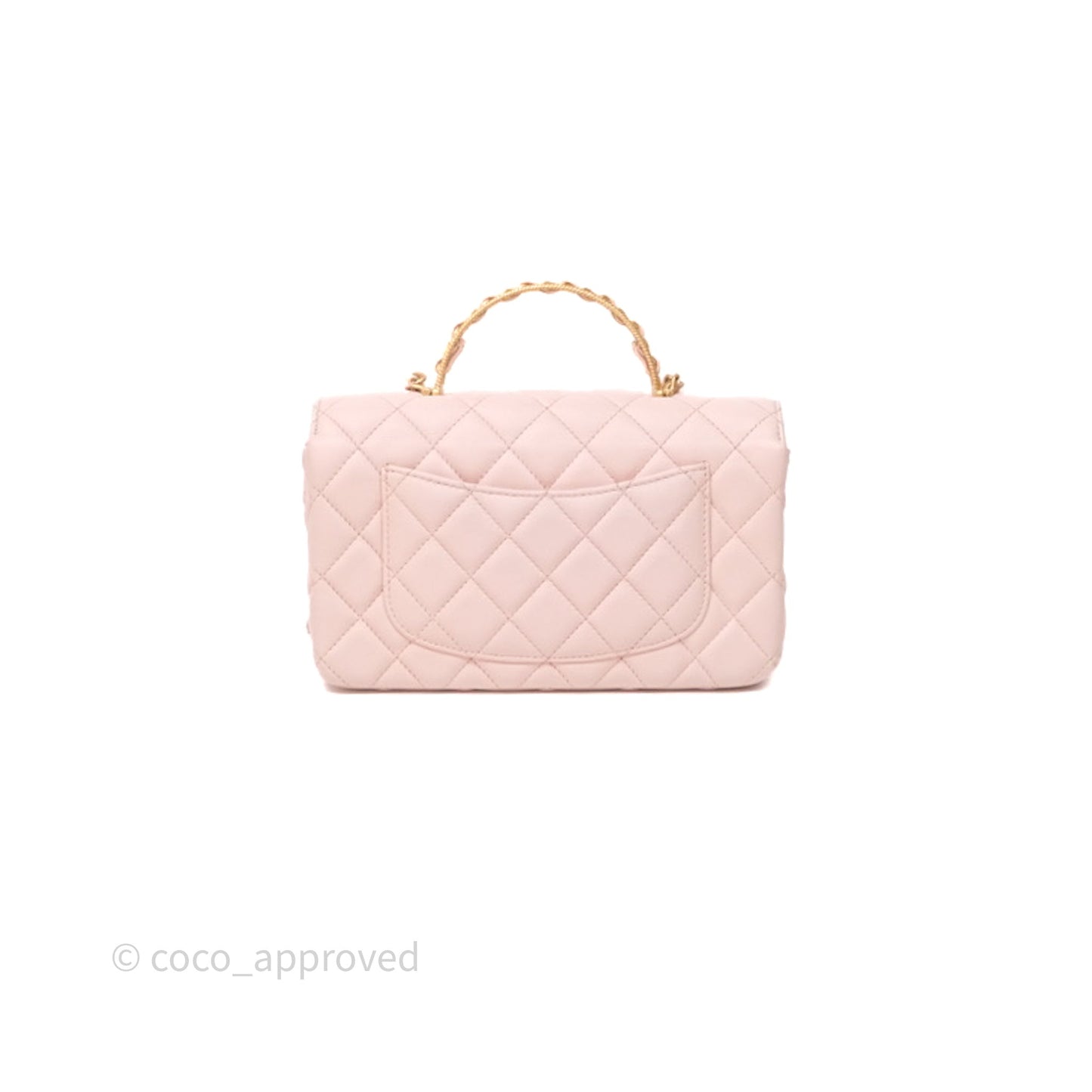 Chanel Top Handle Mini Rectangular Flap Bag Pink Lambskin Aged Gold Hardware