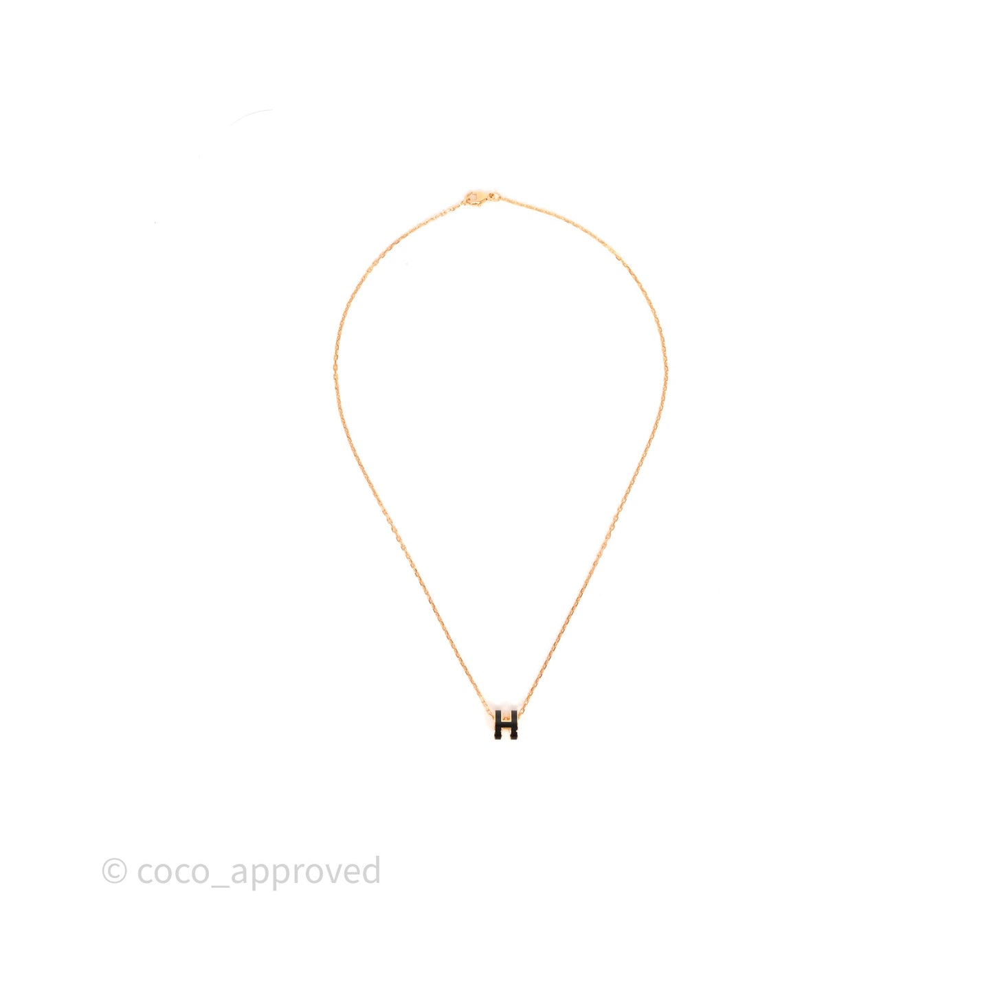 Hermès Mini Pop H Pendant Necklace Black Rose Gold Hardware