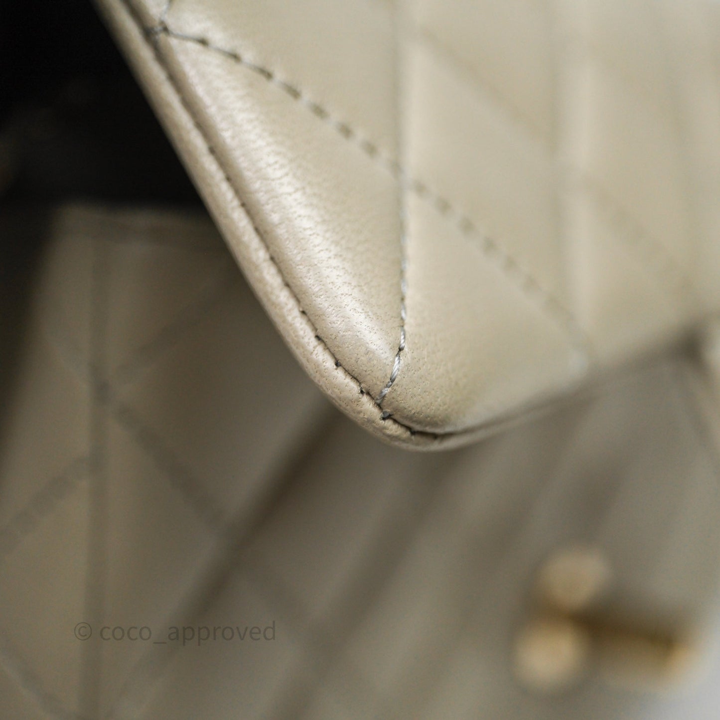 Chanel Mini Rectangular Flap Quilted Light Grey Lambskin Gold Hardware 22C
