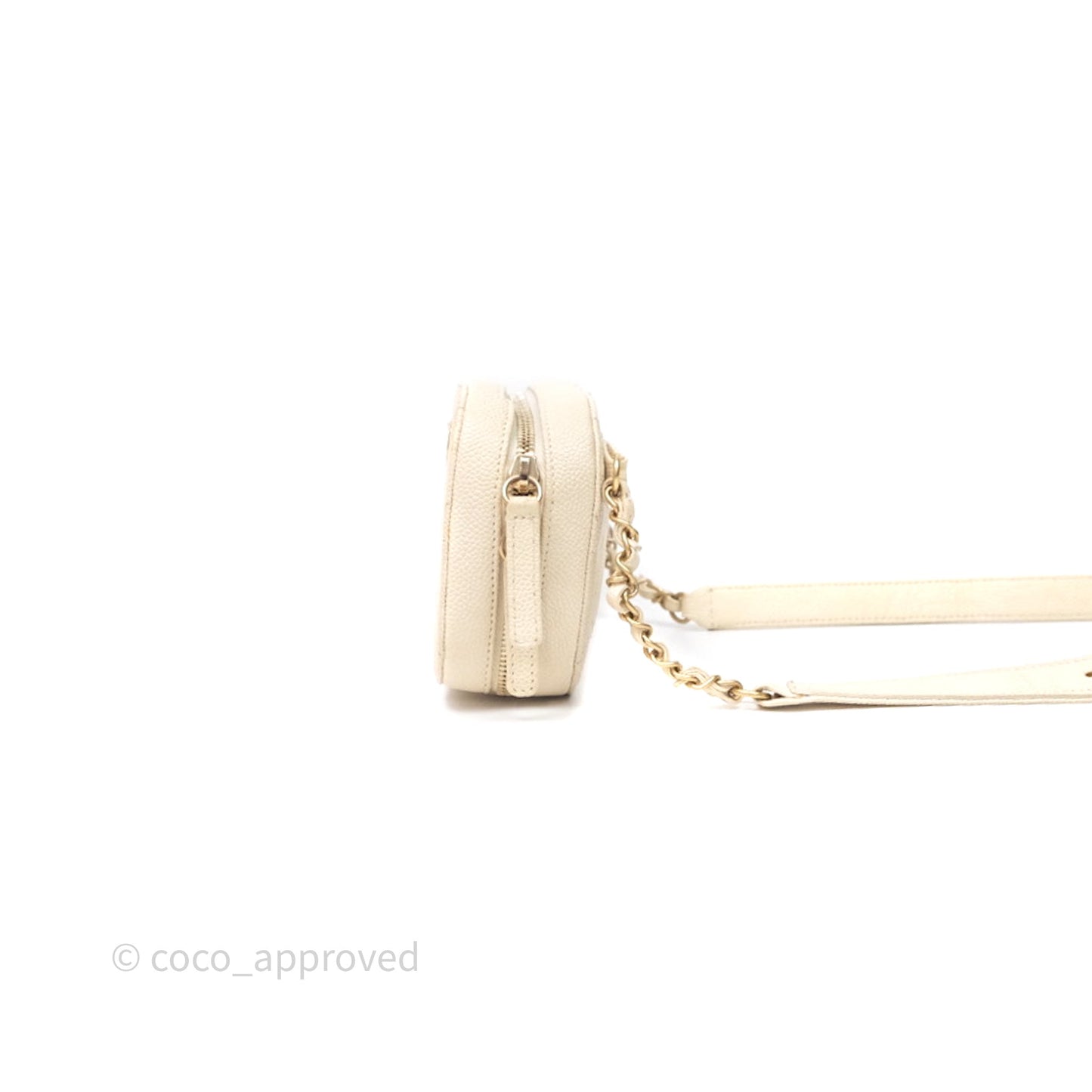 Chanel Quilted Caviar Waist Bag Ivory Aged Gold Hardware