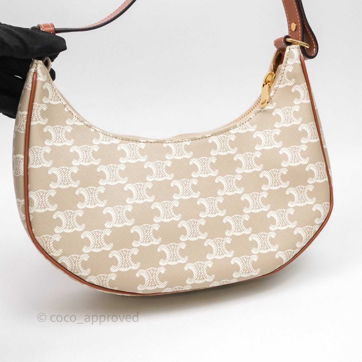 Celine Ava Bag In Triomphe Canvas Calfskin Grege