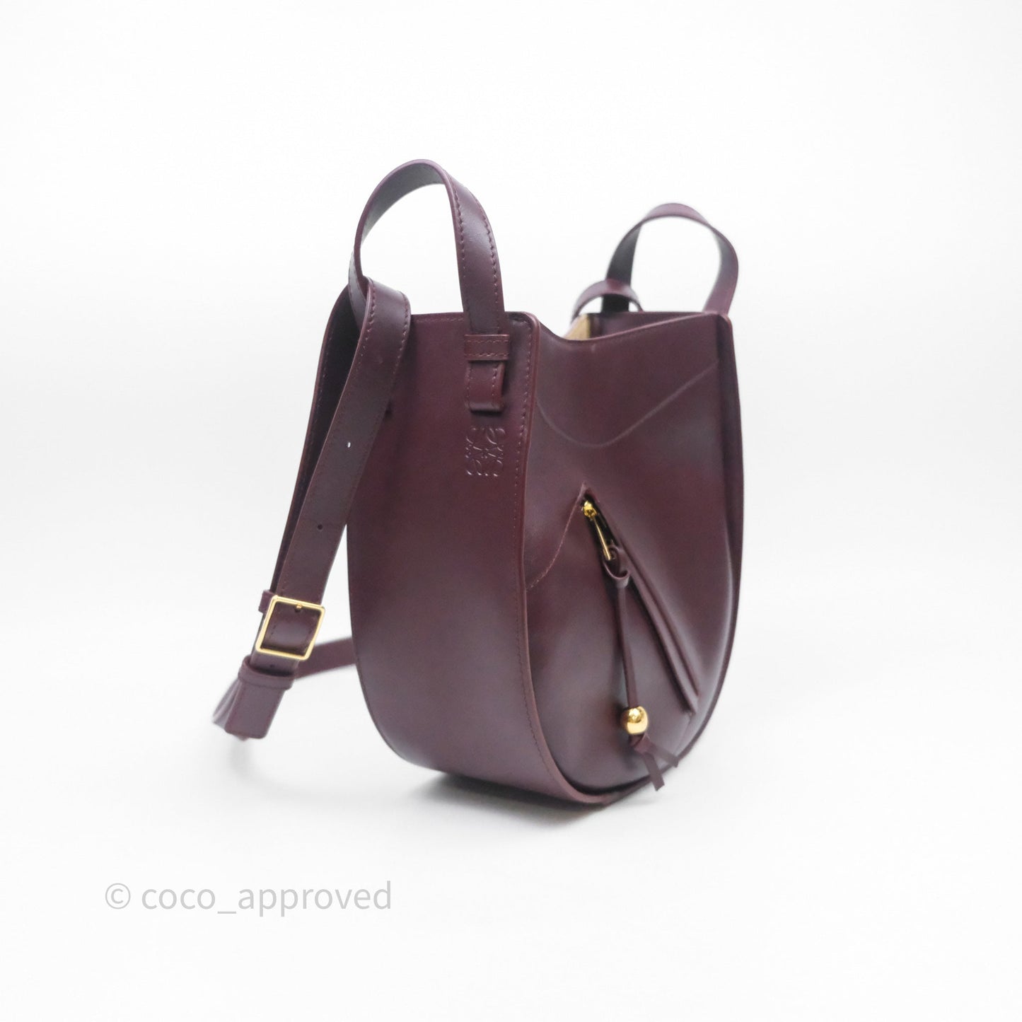 Loewe Hammock Slice Dark Red Bag Gold Hardware