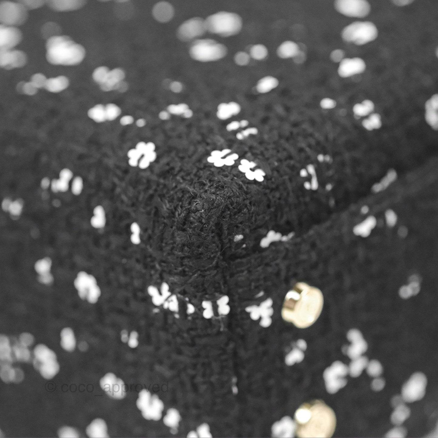 Chanel Small Top Handle Box Bag Black Tweed Sequins Gold Hardware 23K