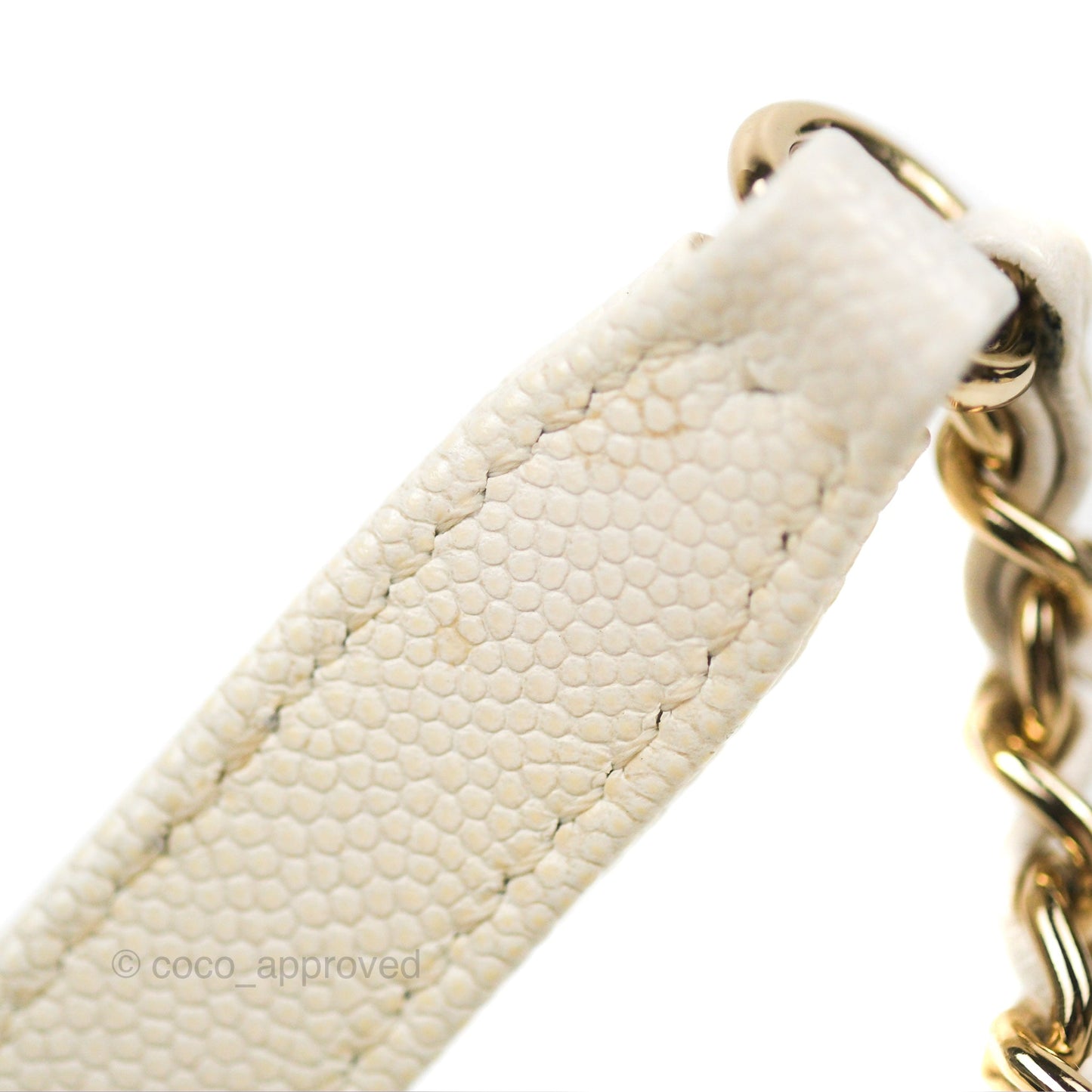 Chanel Mini Coco Handle Quilted Ivory White Caviar Gold Hardware