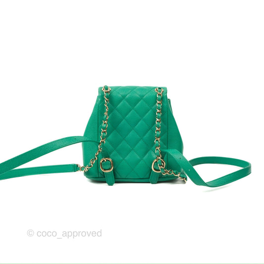 Chanel Duma Backpack Small Green Caviar Gold Hardware 23P