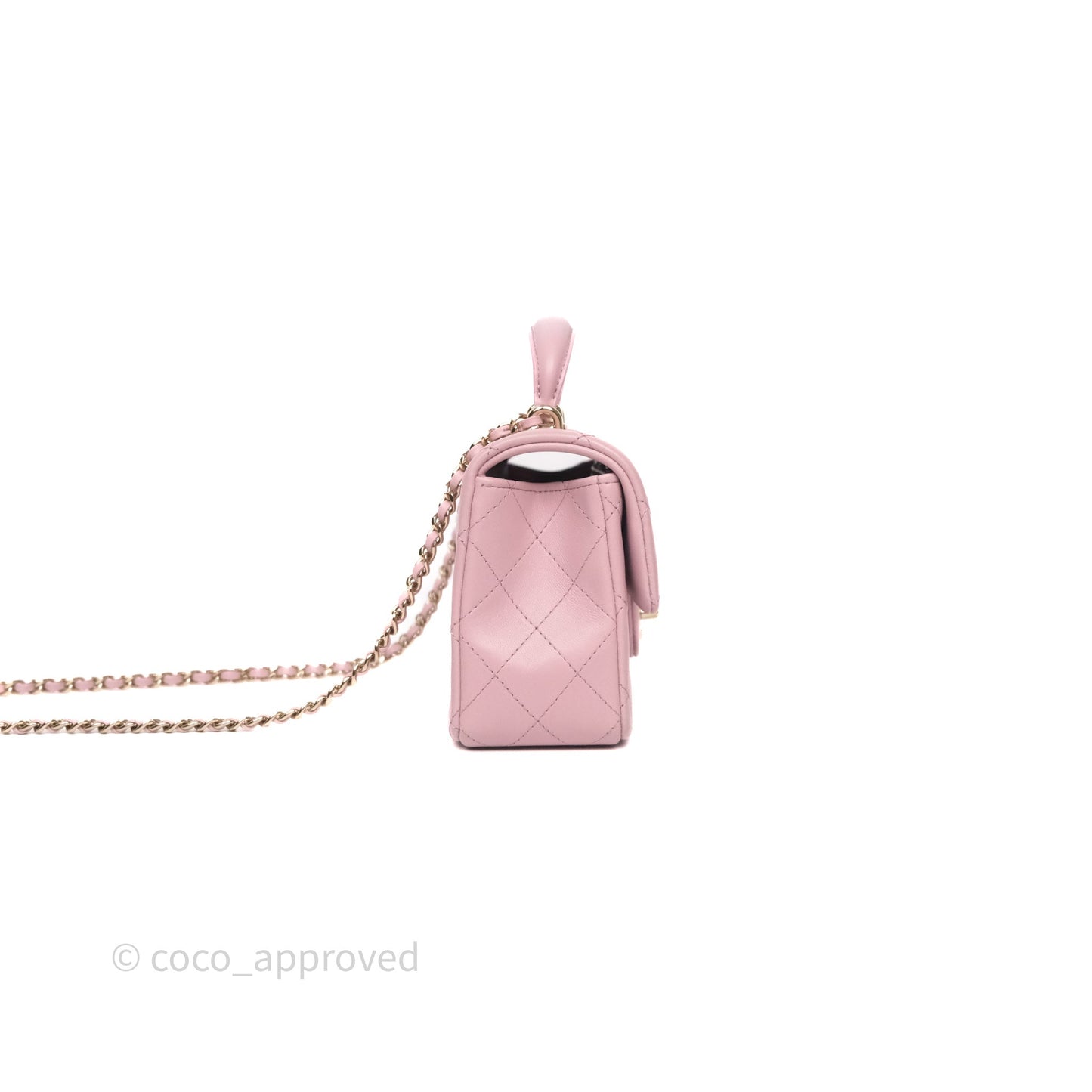 Chanel Top Handle Mini Rectangular Flap Lilac Pink Lambskin Gold Hardware