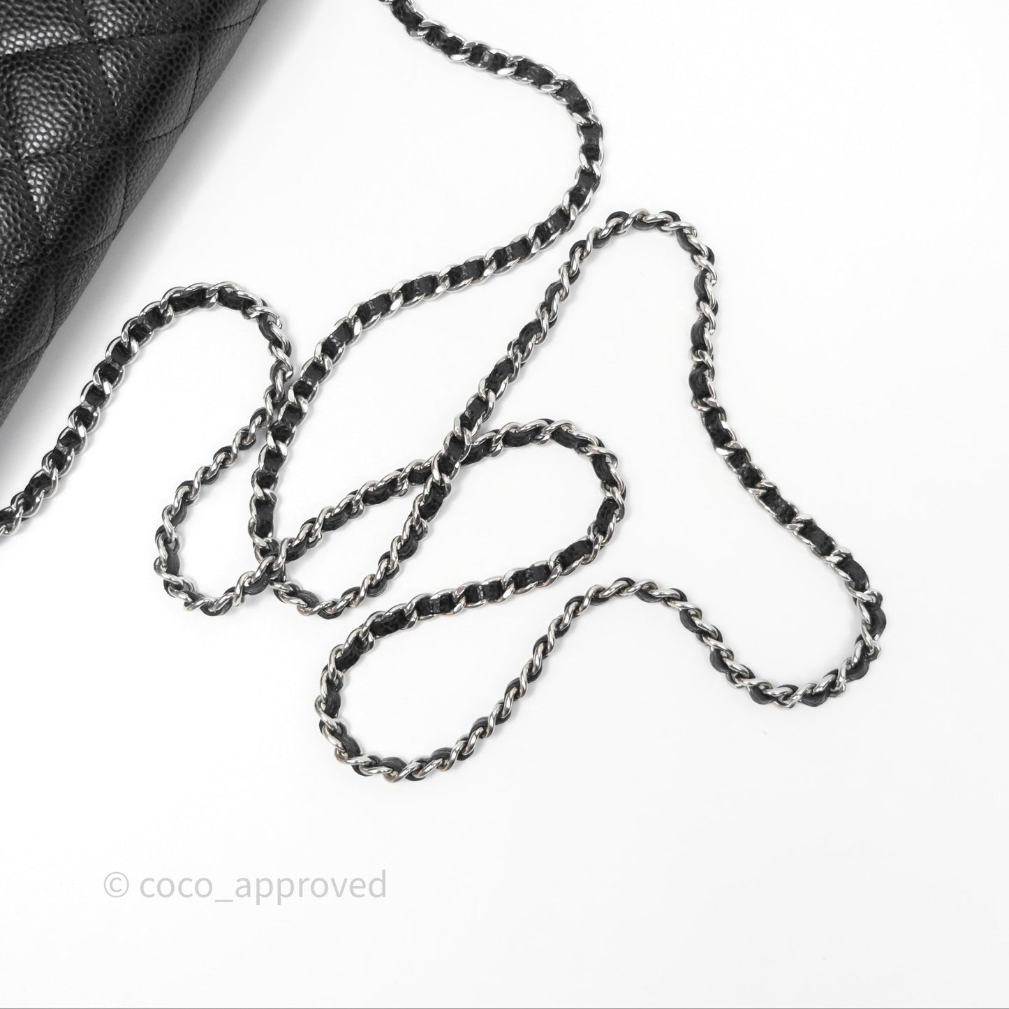 Chanel Quilted Classic Wallet on Chain WOC Black Caviar Silver Hardware