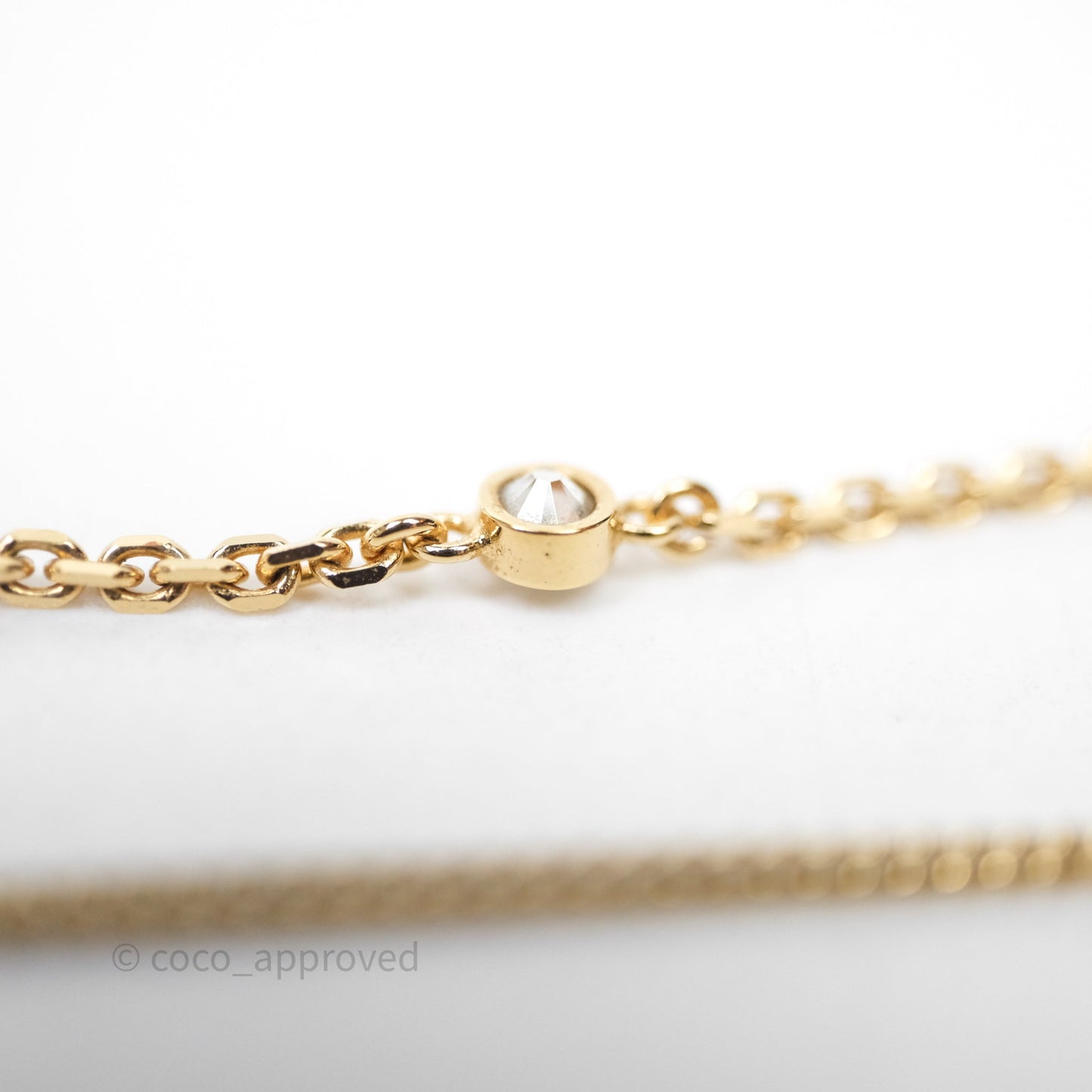Christian Dior CD Petit Double Necklace Crystal Gold Tone