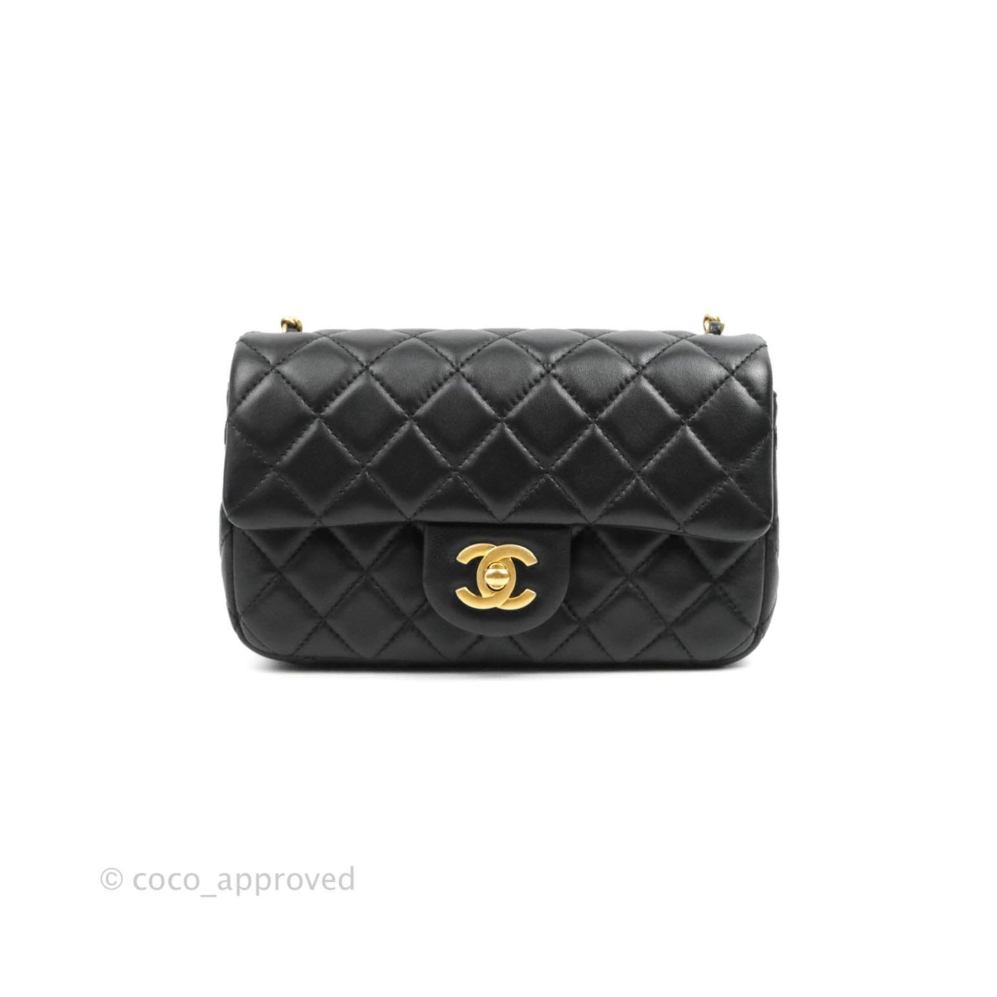 Chanel Mini Rectangular Pearl Crush Quilted Black Lambskin Gold Hardware