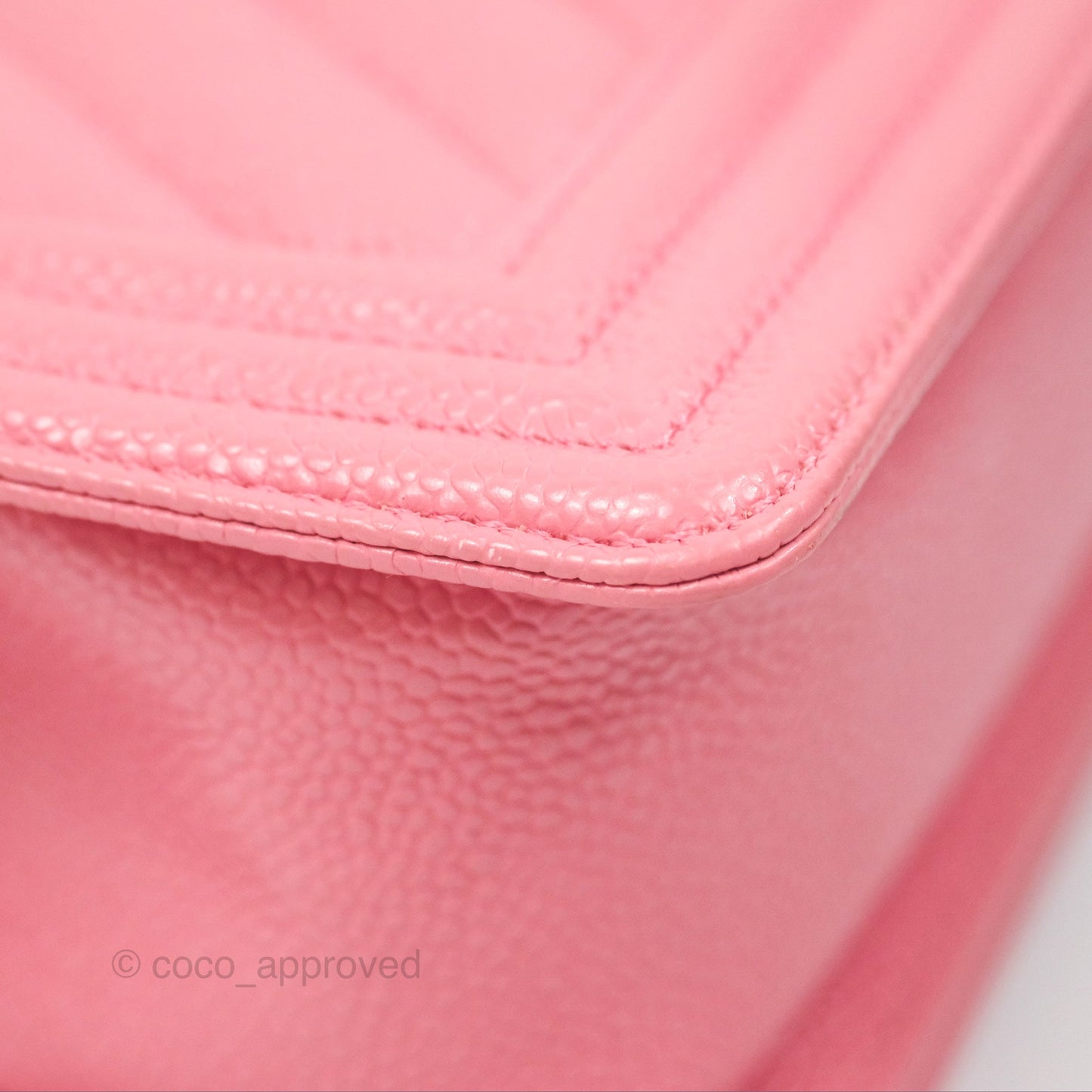 Chanel Small Boy Chevron Pink Caviar Silver Hardware