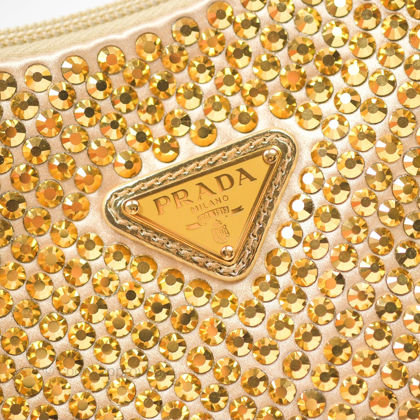 Prada Re-Edition 2000 Nylon Mini Bag Gold Crystal Embellished