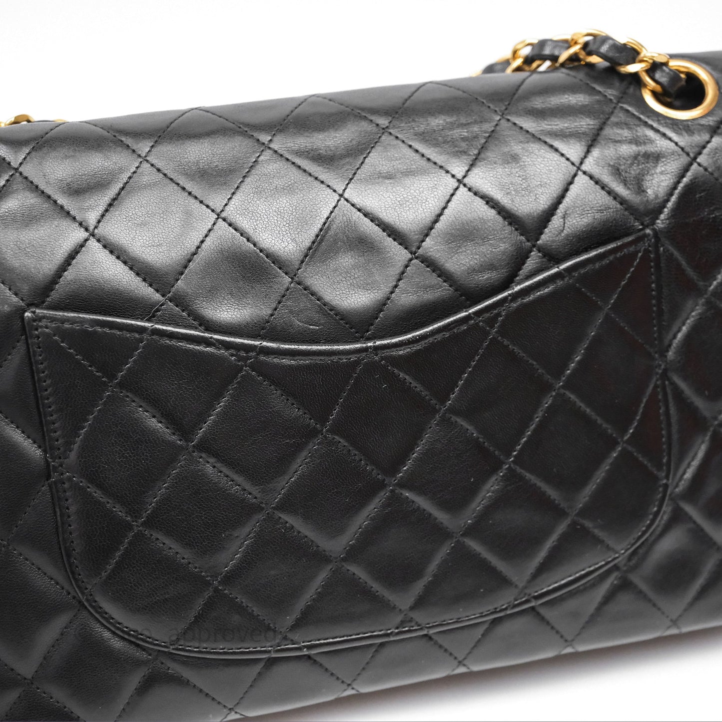 Chanel Classic Vintage Double Flap M/L Black Lambskin Gold Hardware