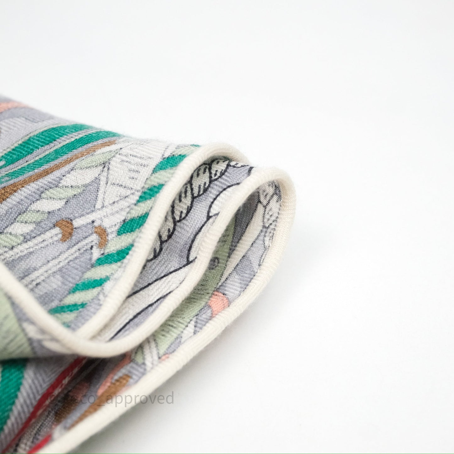 Hermes Giant Triangle Scarf Cashmere Silk Grey/ Red