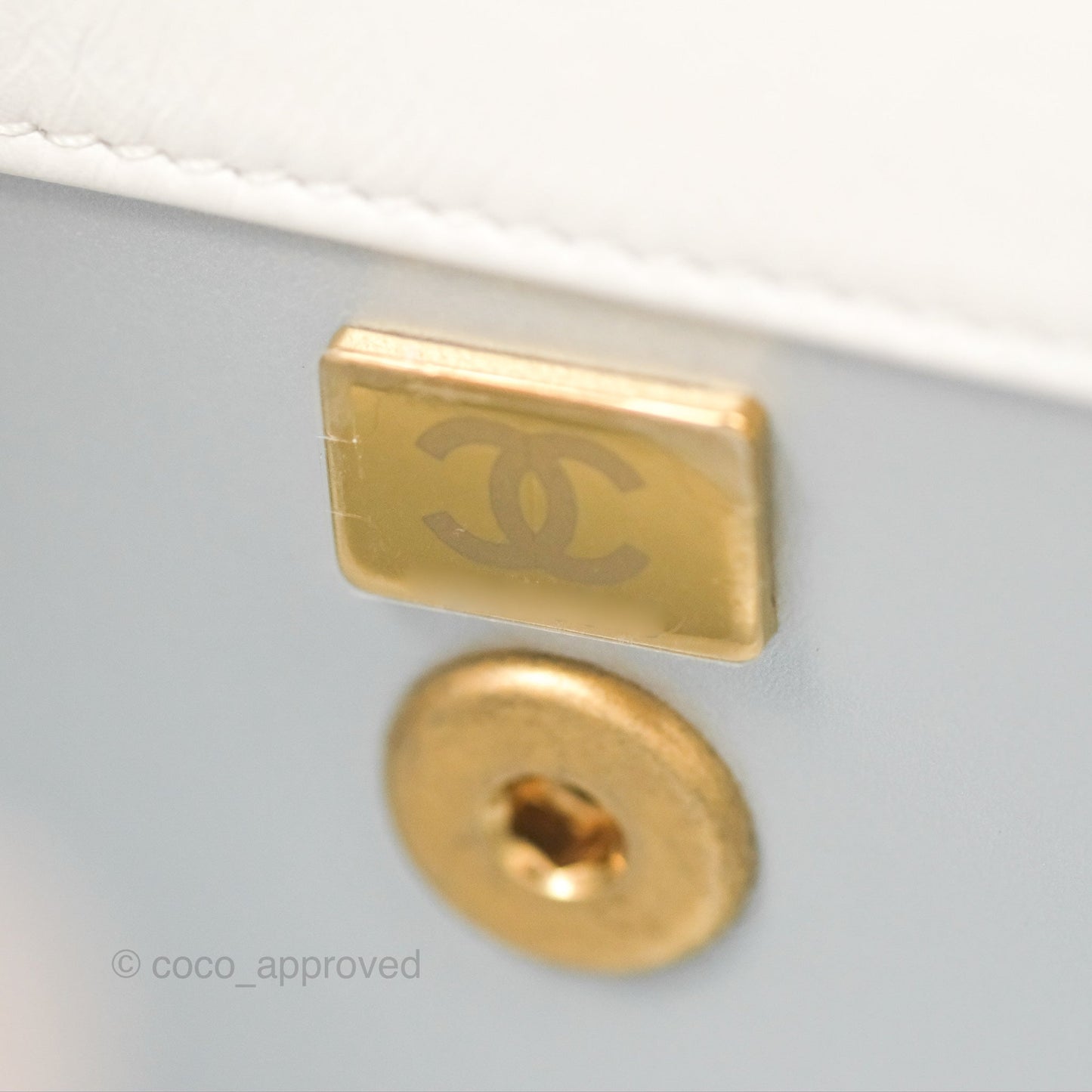 Chanel Rainbow Top Handle Flap Bag White Glazed Lambskin 23P