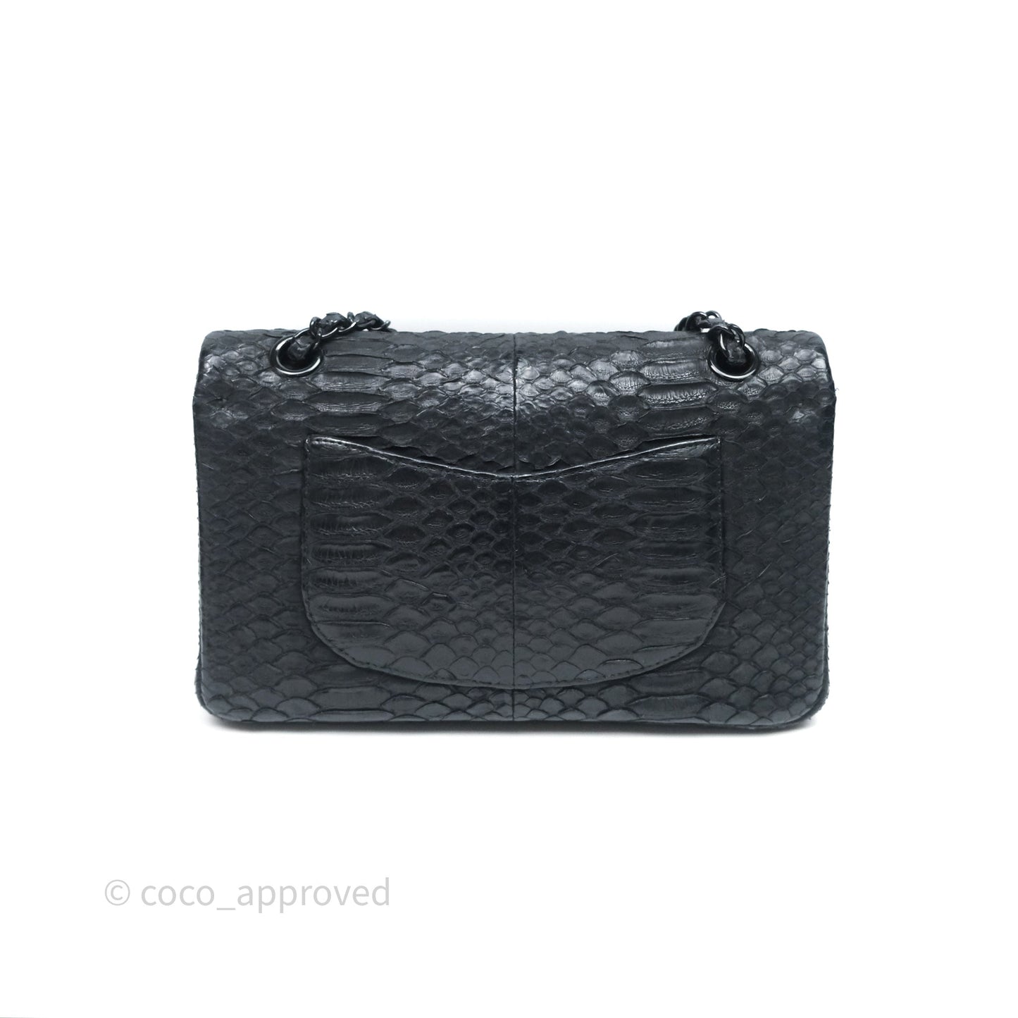 Chanel Classic M/L Medium Flap So Black Python Black Hardware