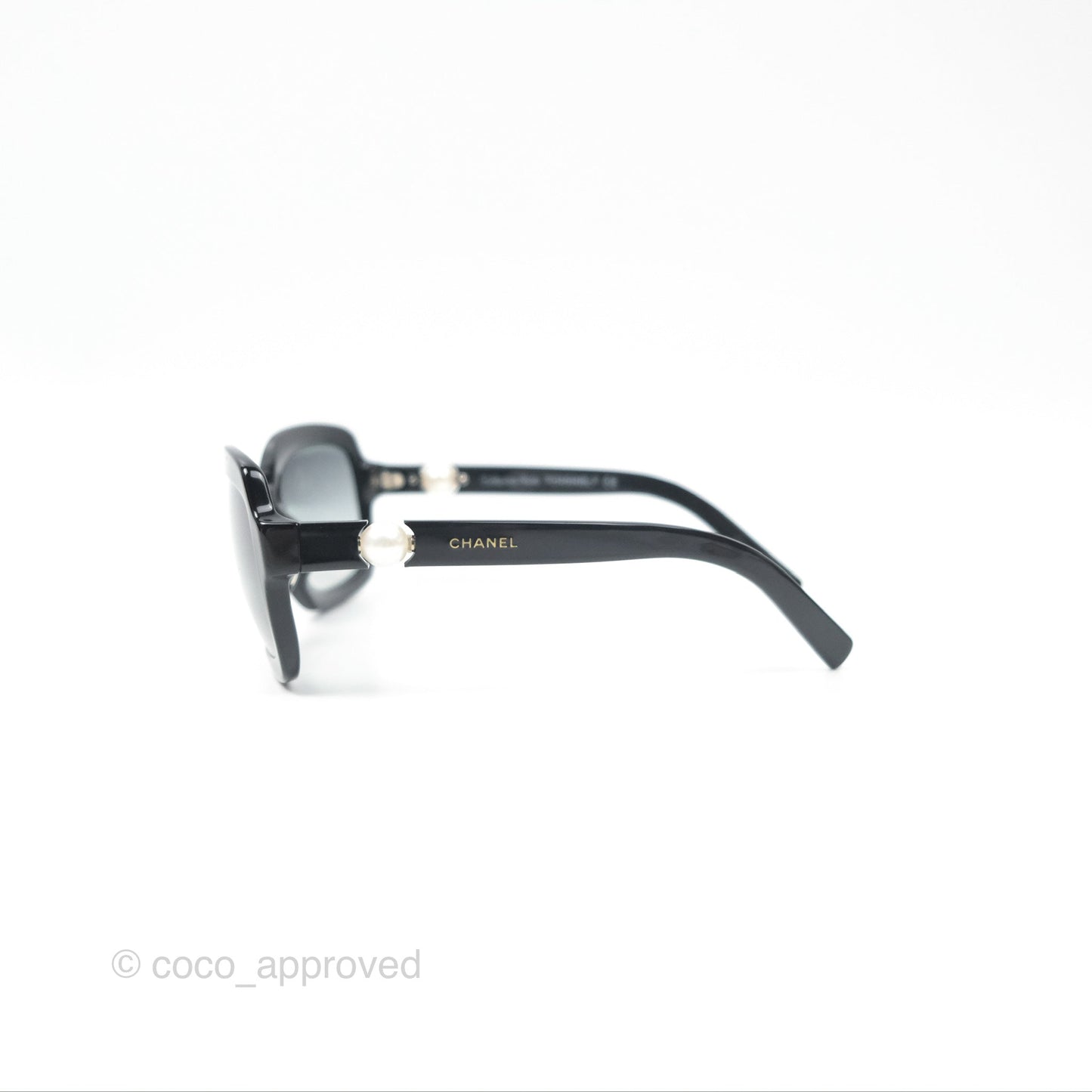 Chanel Acetate Strass Square Pearl Sunglasses Black