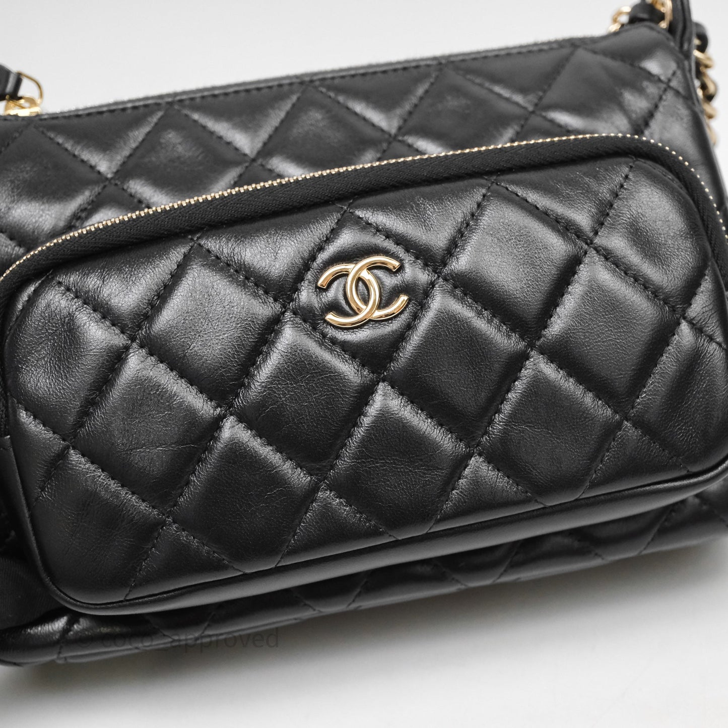 Chanel Camera Bag Black Lambskin Gold Hardware 25C