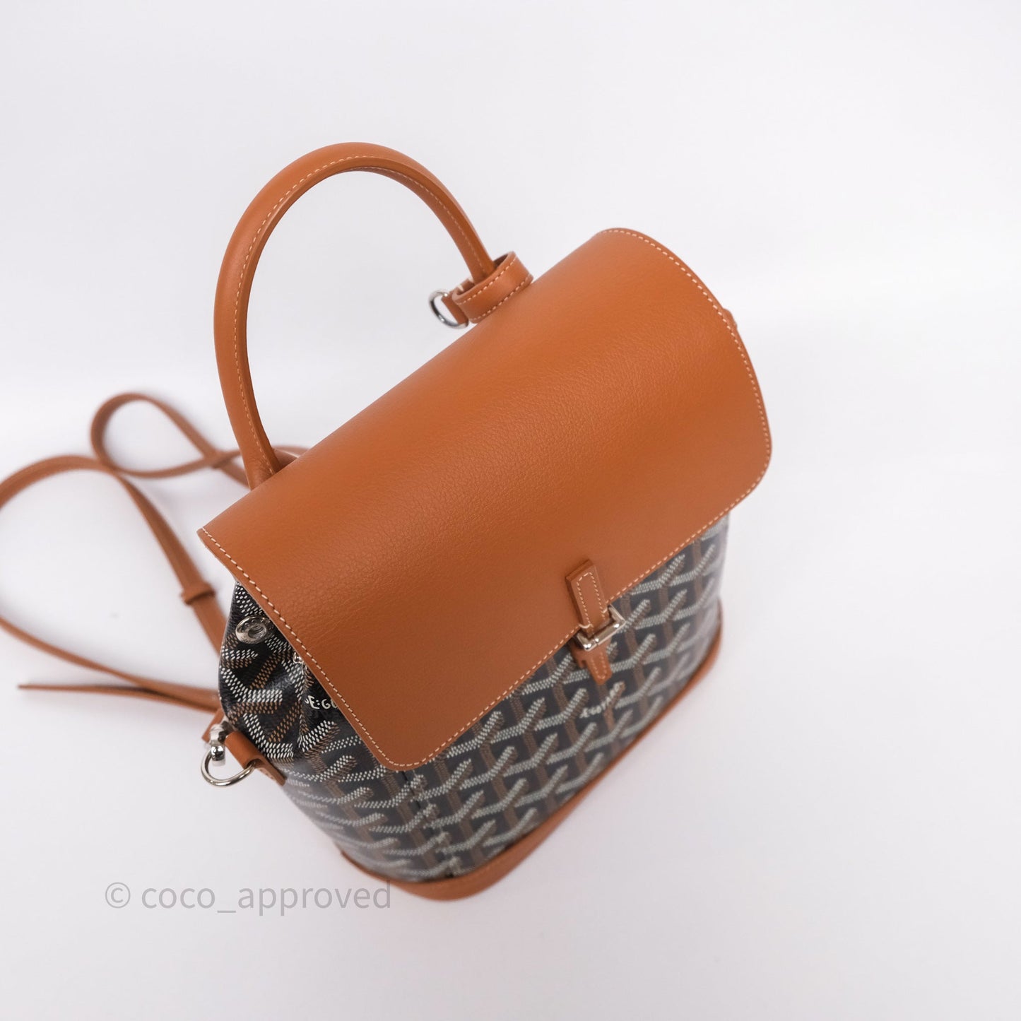 Goyard Mini Alpin Backpack Black/ Tan  Goyardine Calfskin