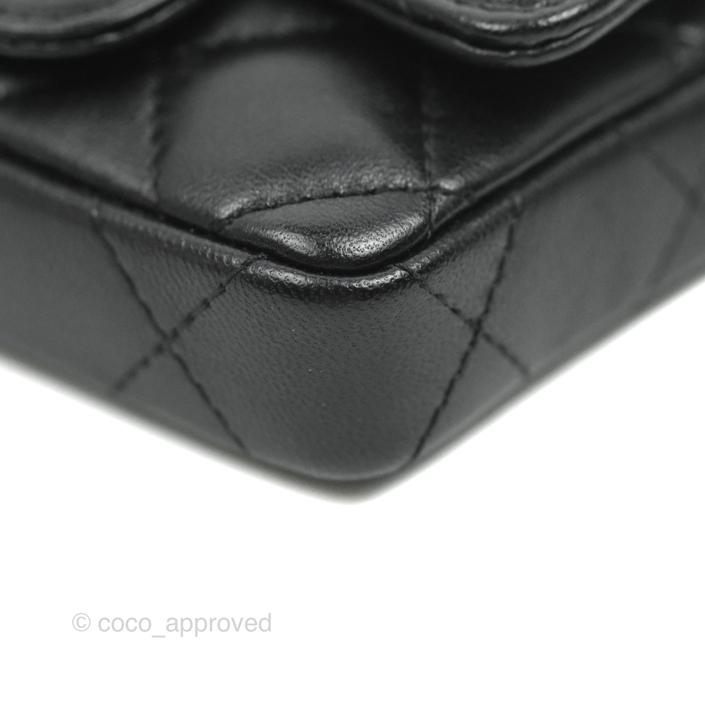 Chanel Mini Card Holder Chain Belt Bag Black Lambskin Silver Hardware 21B
