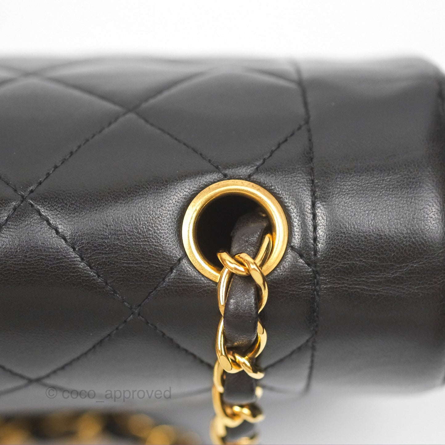 Chanel Vintage Medium Classic Diana Bag Quilted Black Lambskin 24K Gold Hardware