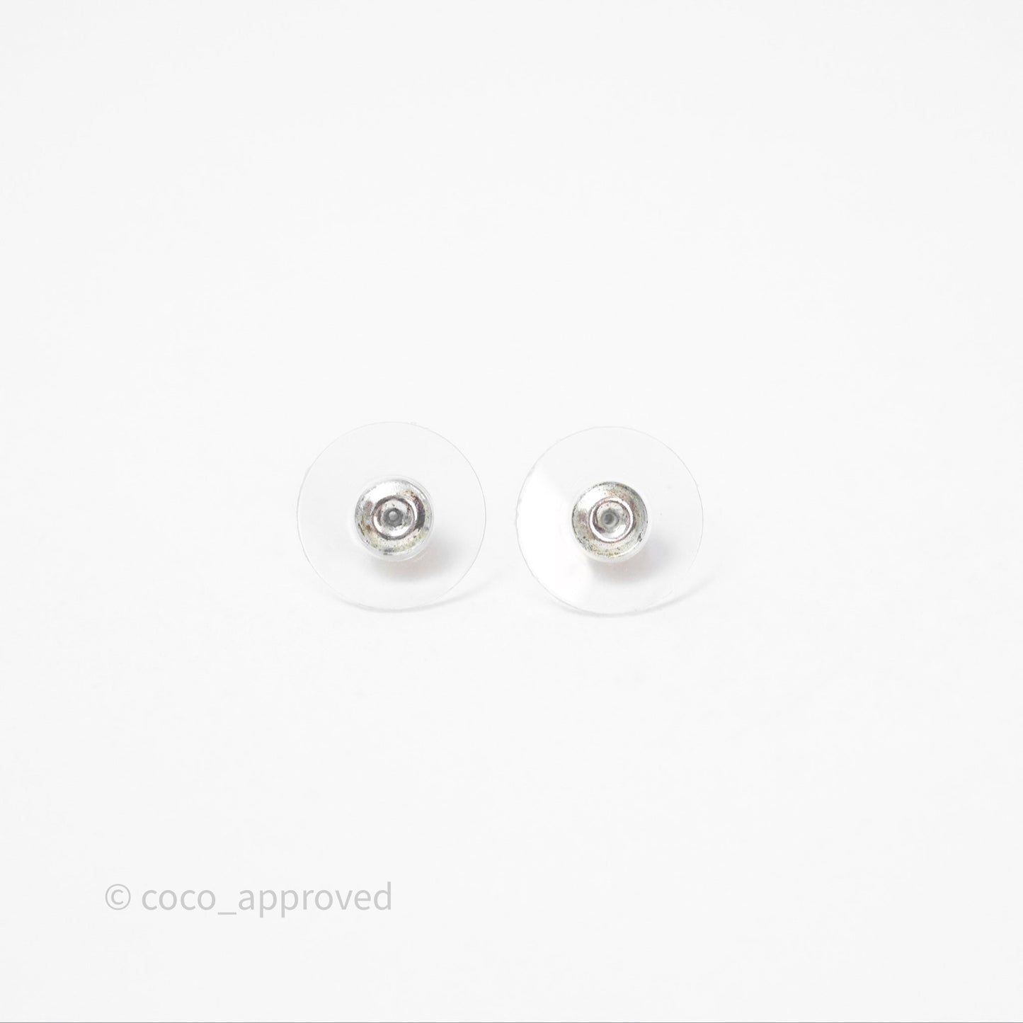 Chanel CC Drop Round Earrings Silver Tone 22C