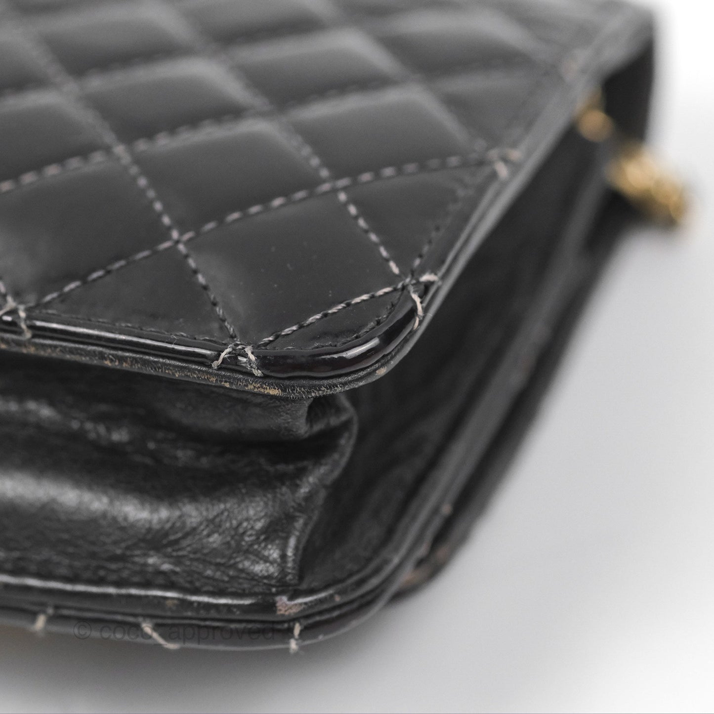 Chanel Golden Class Wallet On Chain WOC Black Patent Gold Hardware